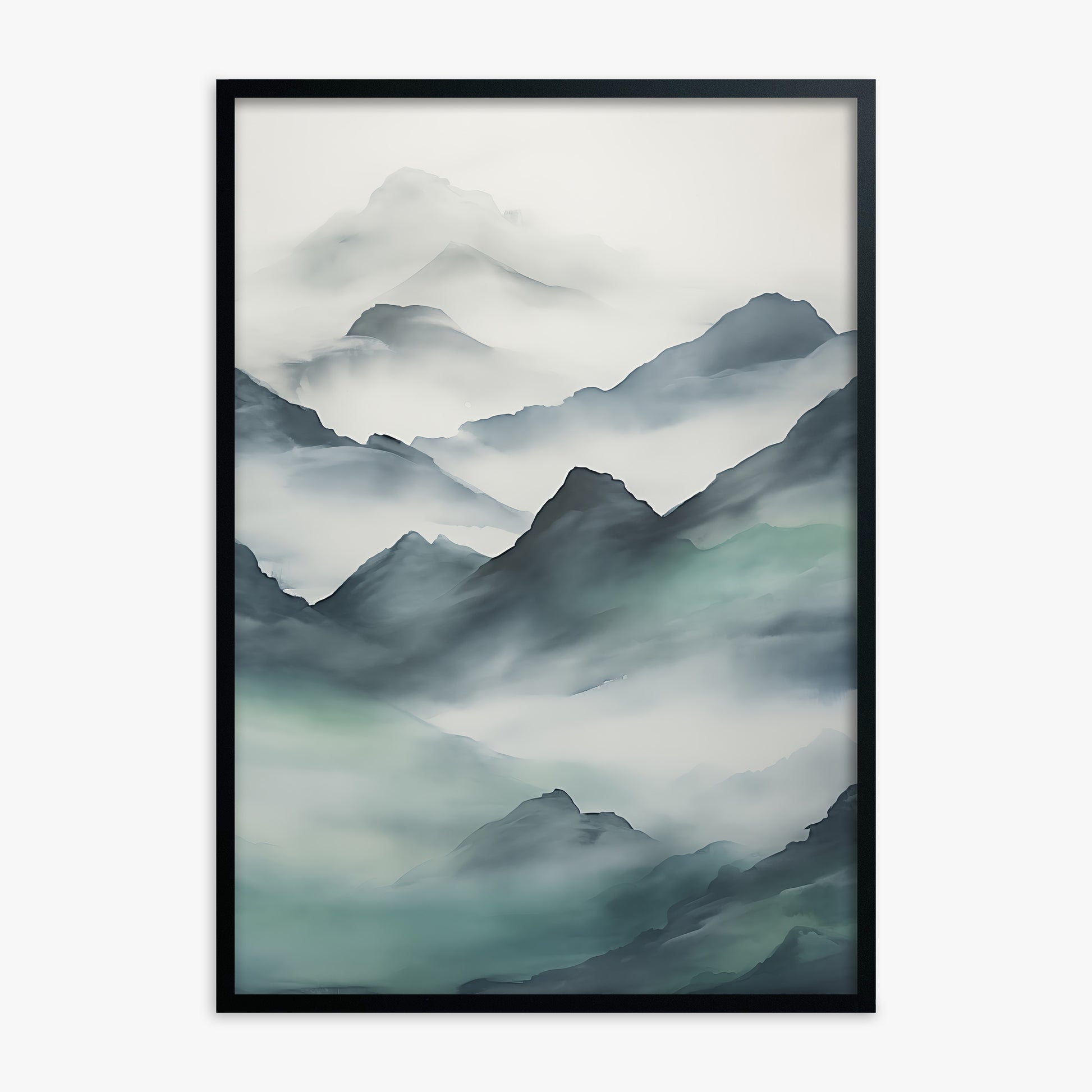 Ethereal Peaks, Black Framed Poster With Black Frame