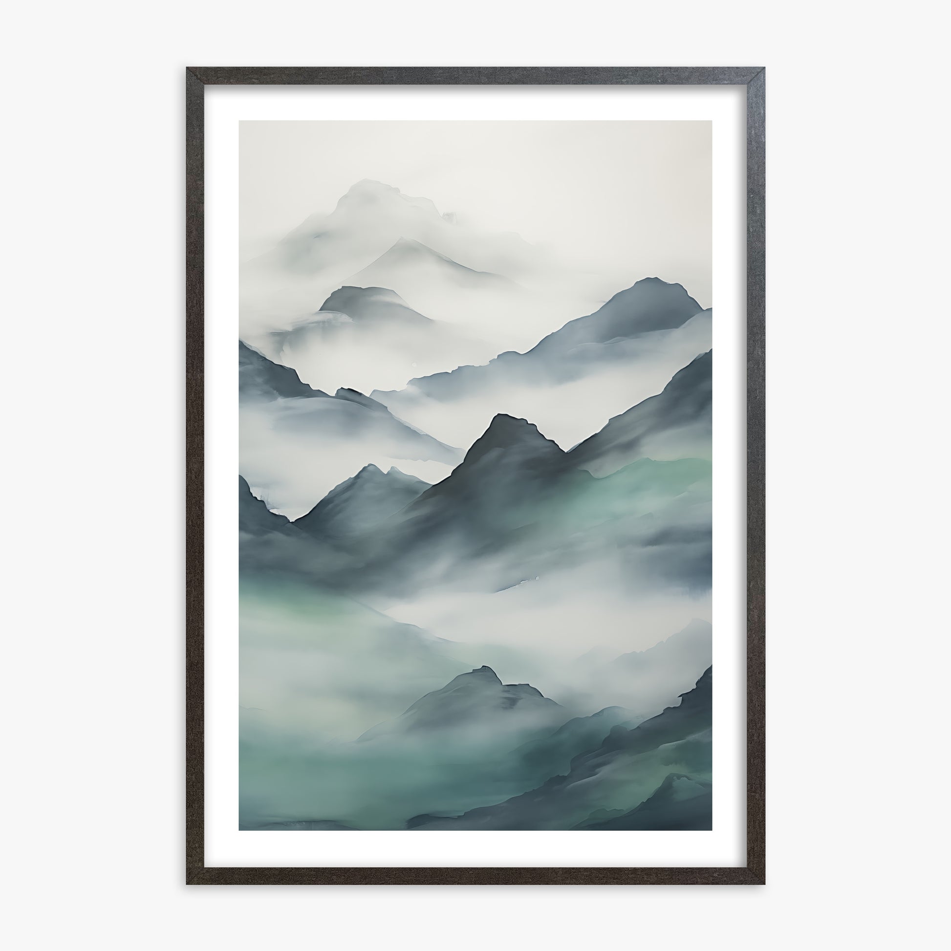 Ethereal Peaks, 70x100cm Framed Art Reproduction With Espresso Frame