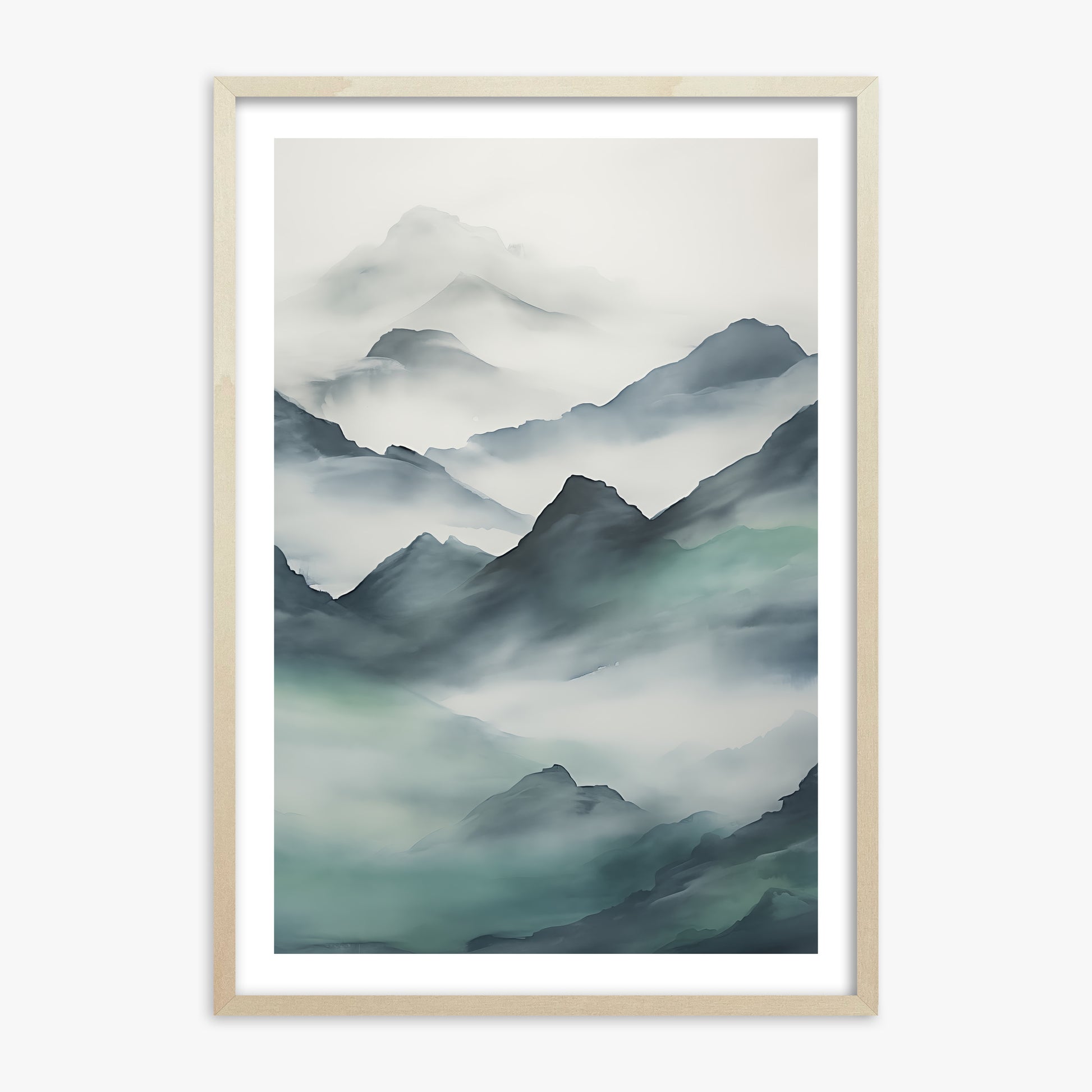 Ethereal Peaks, 70x100cm Framed Art Reproduction With Lime Wood Frame
