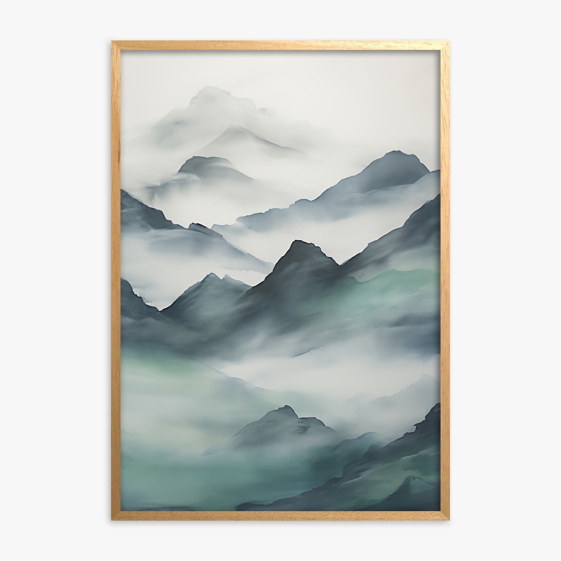 Ethereal Peaks, Oak Framed Poster With Oak Frame