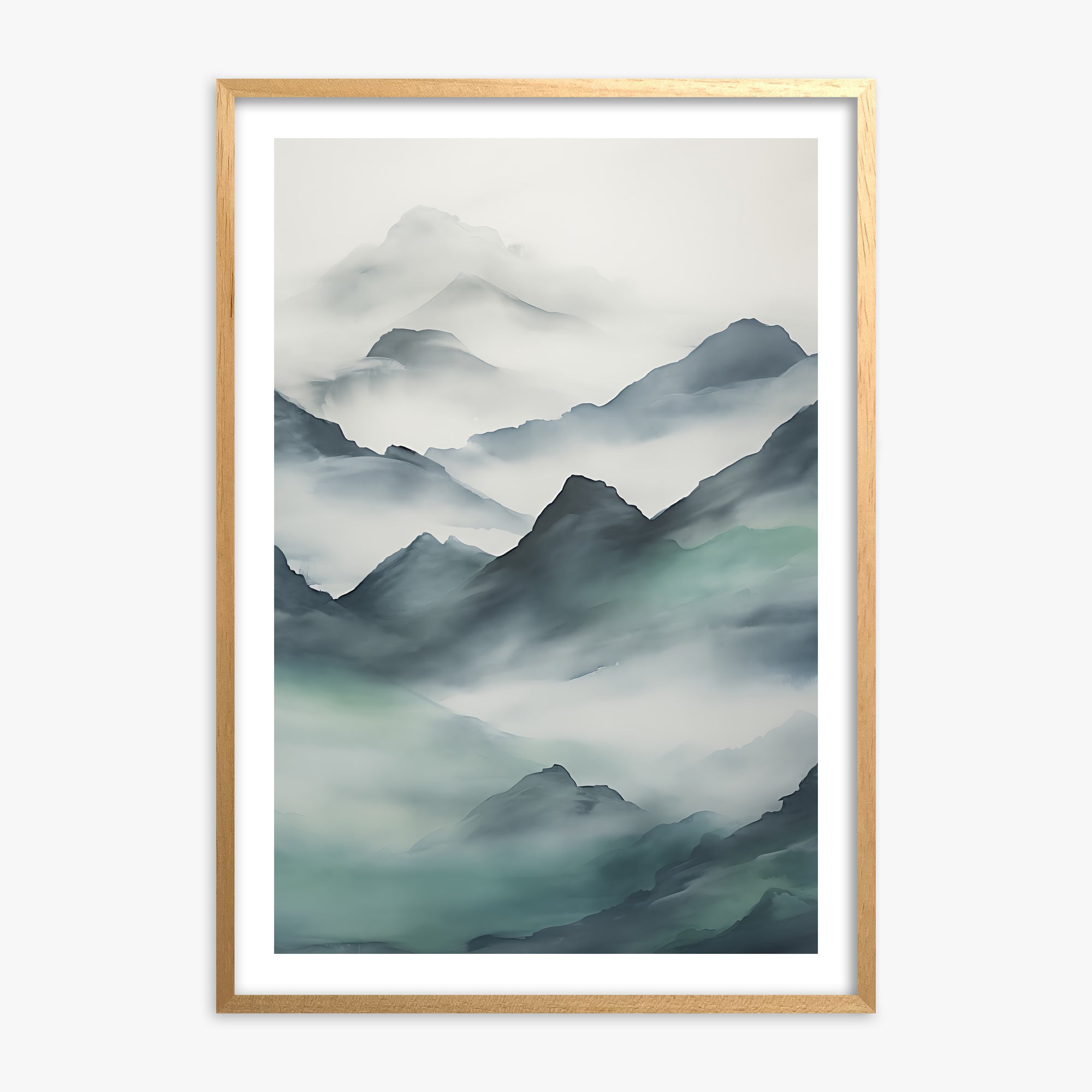 Ethereal Peaks, Oak Framed Poster With Oak Frame
