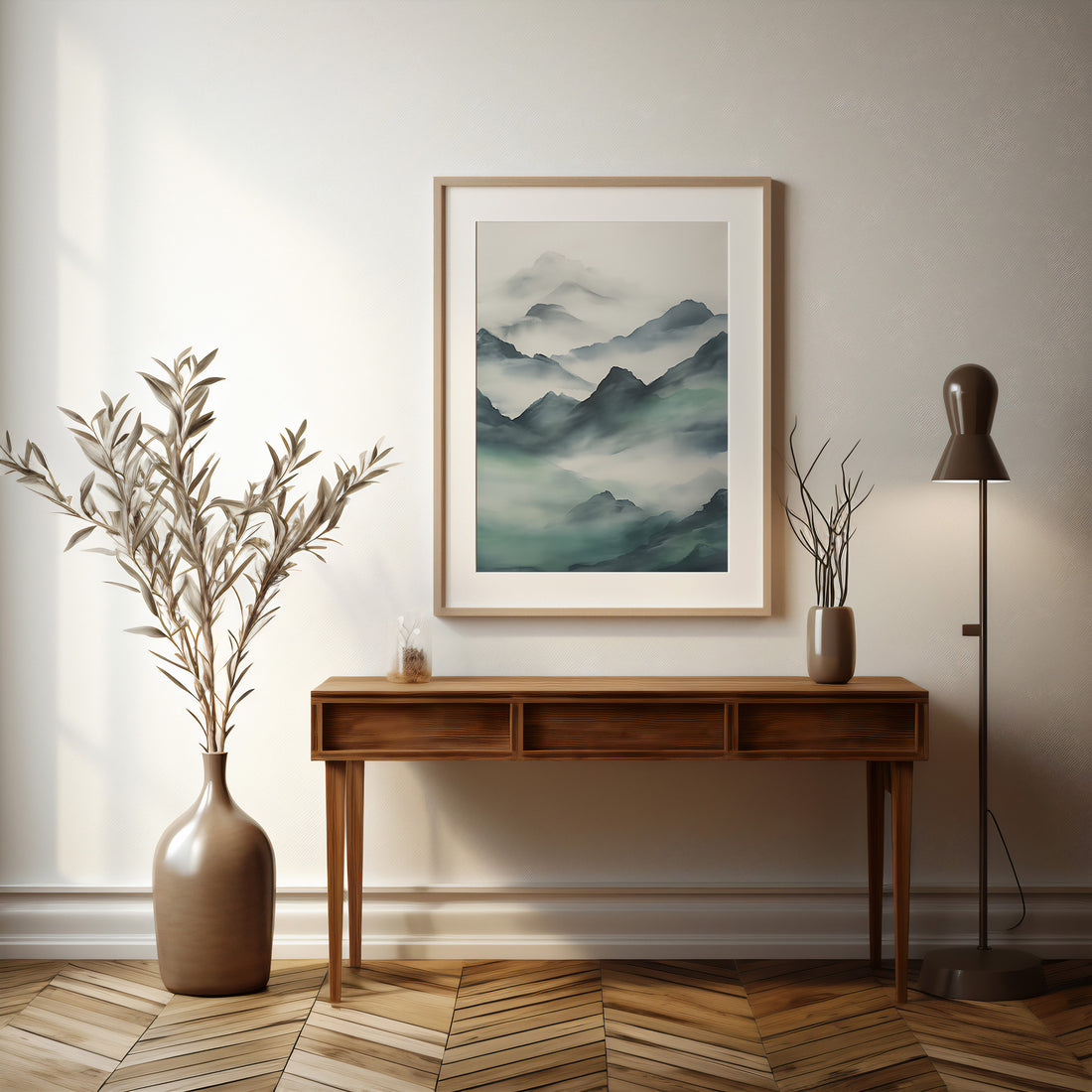 Ethereal Peaks, 50x70cm Framed Poster With Black Frame