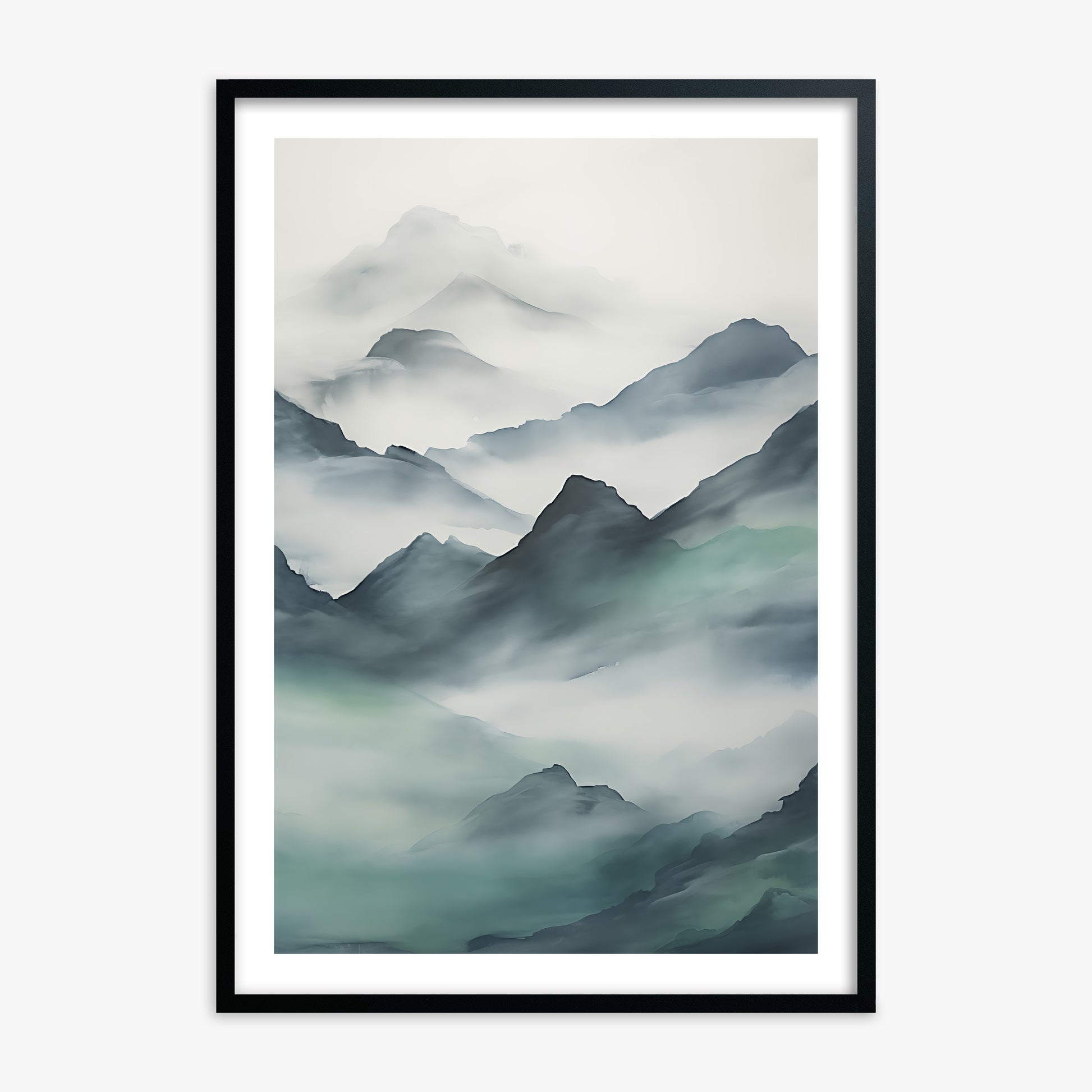 Ethereal Peaks, 70x100cm Black Framed Art Reproduction