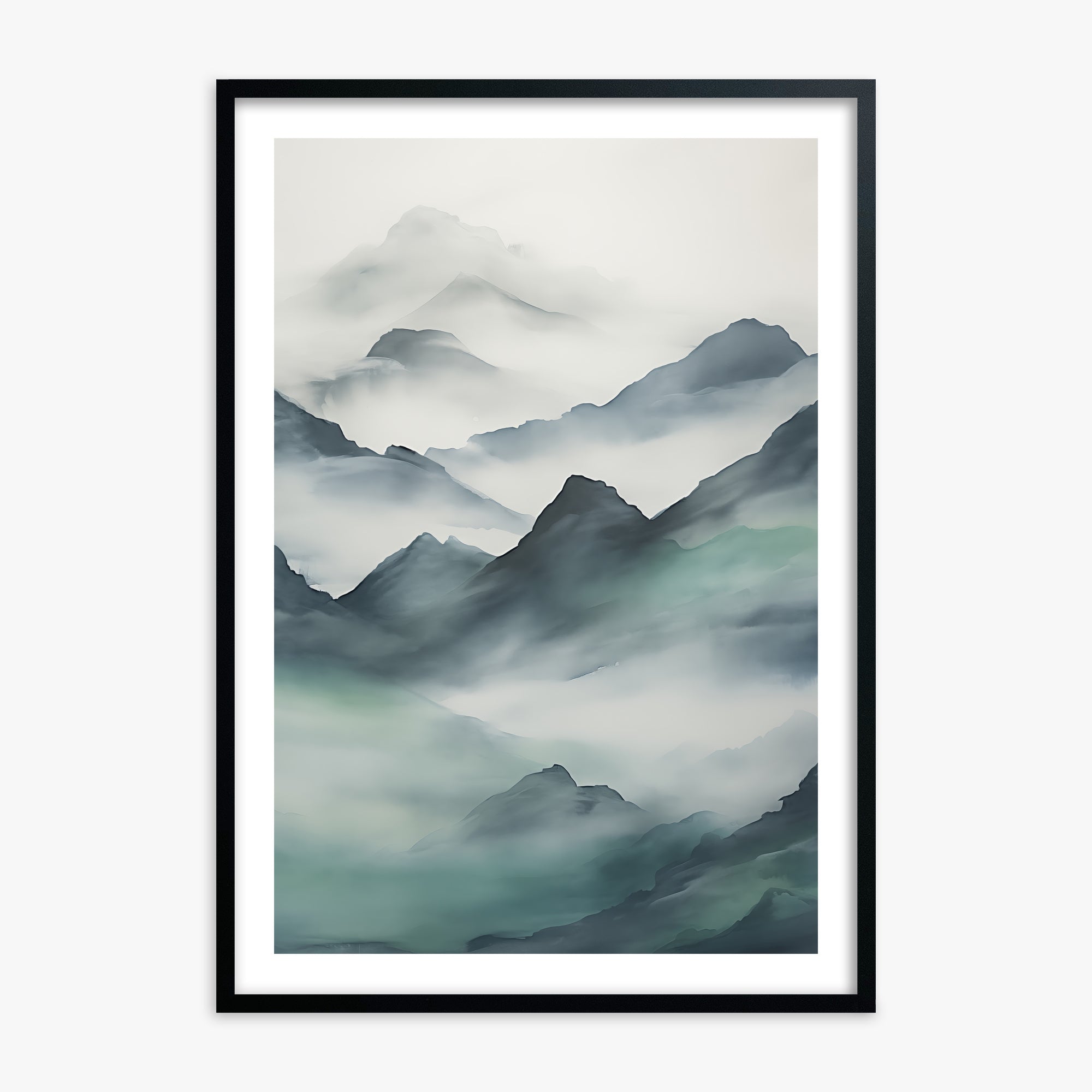 Ethereal Peaks, 70x100cm Black Framed Art Reproduction