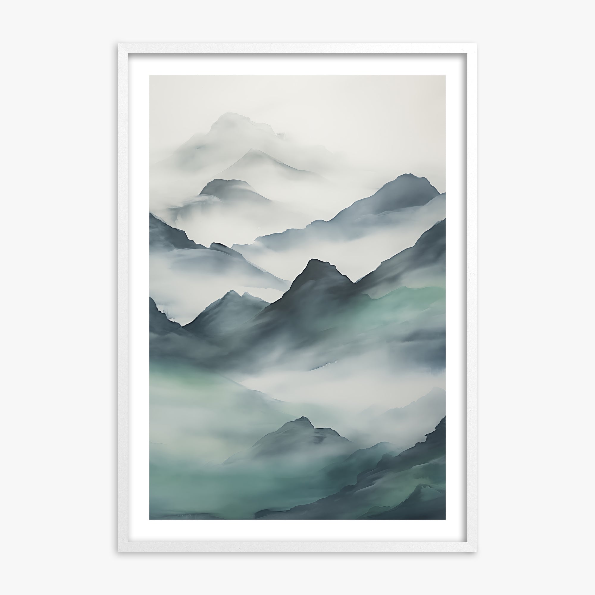 Ethereal Peaks, 70x100cm Whitek Framed Art Reproduction