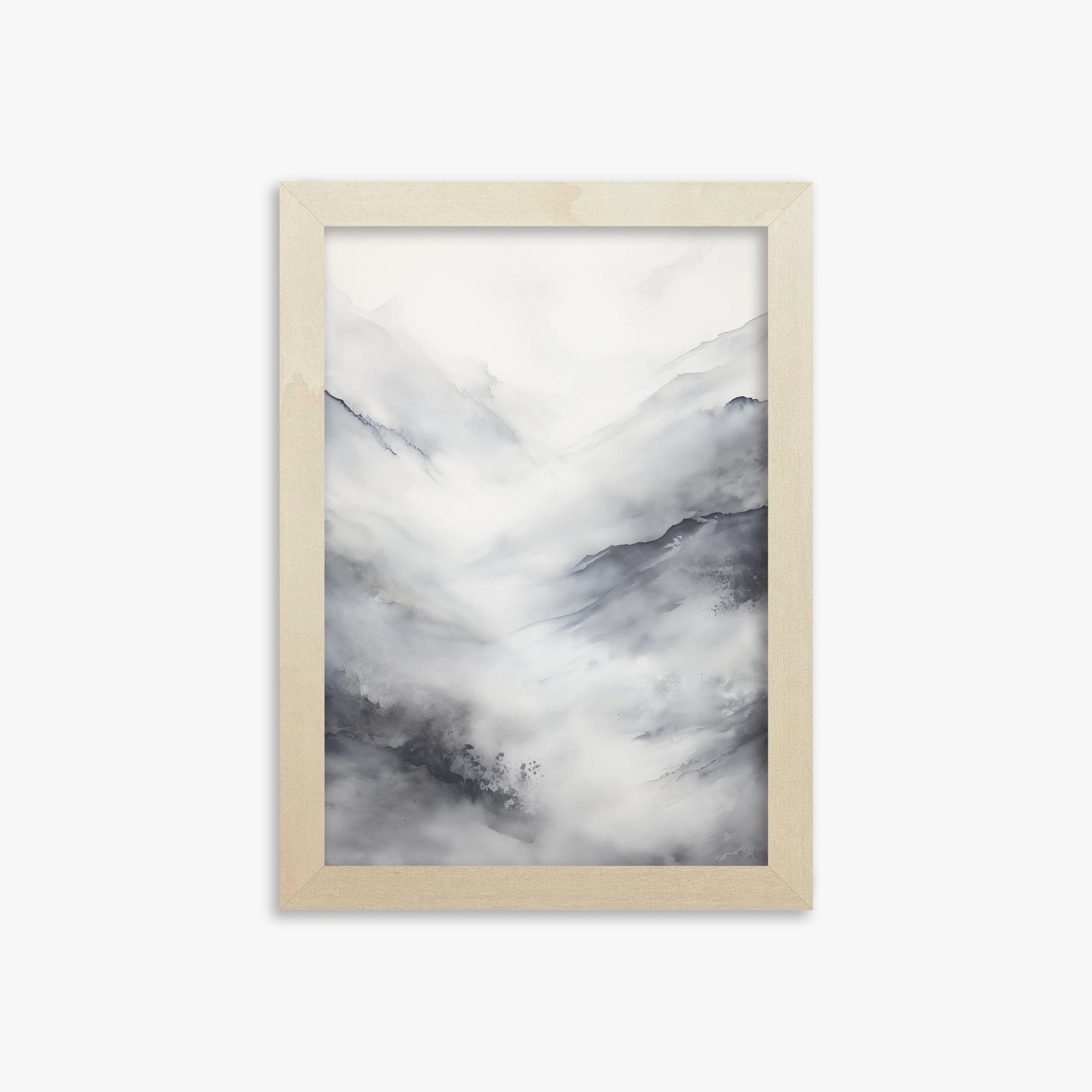 Misty Peaks Solitude, 21x30cm Framed Art Reproduction With Lime Wood Frame