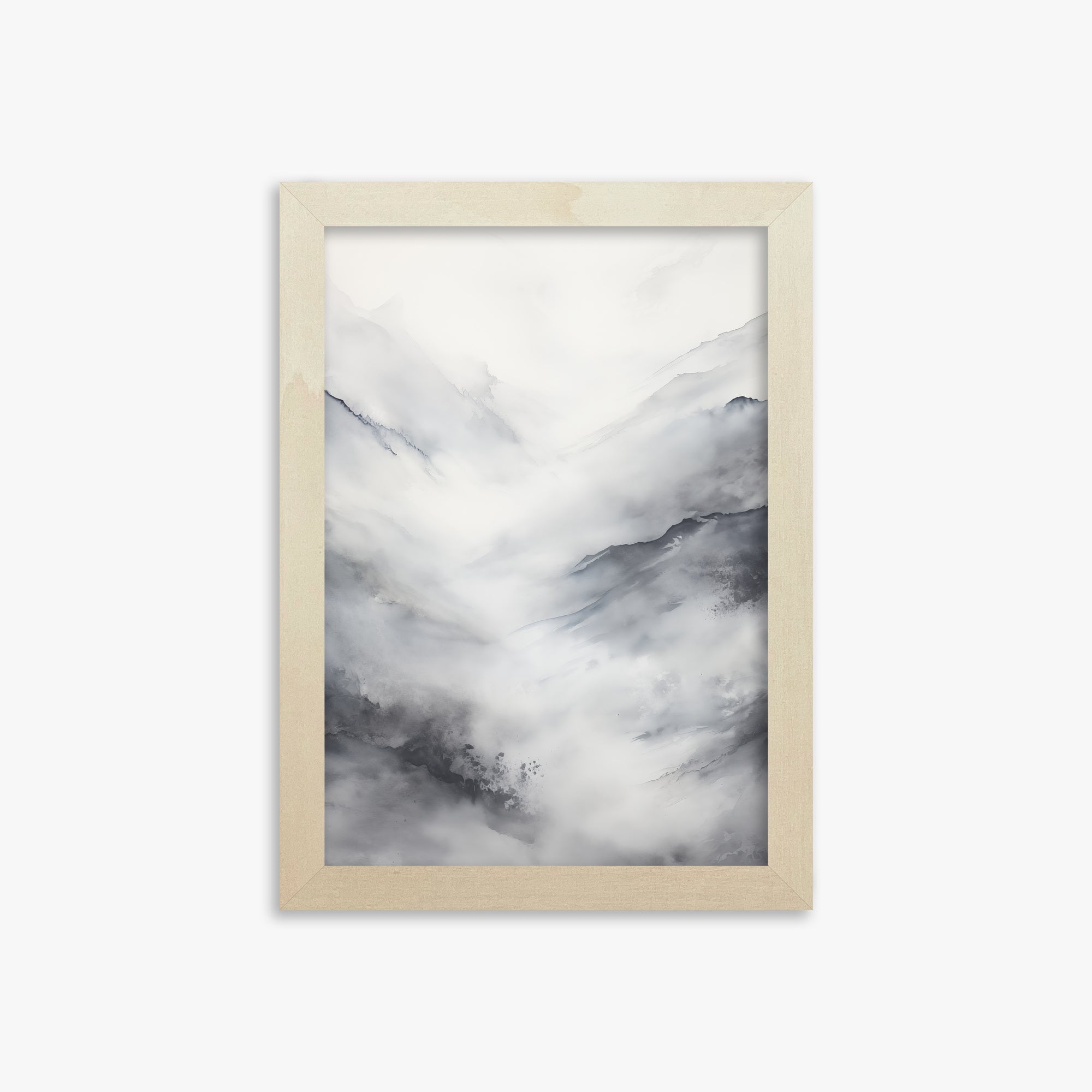 Misty Peaks Solitude, 21x30cm Framed Art Reproduction With Lime Wood Frame