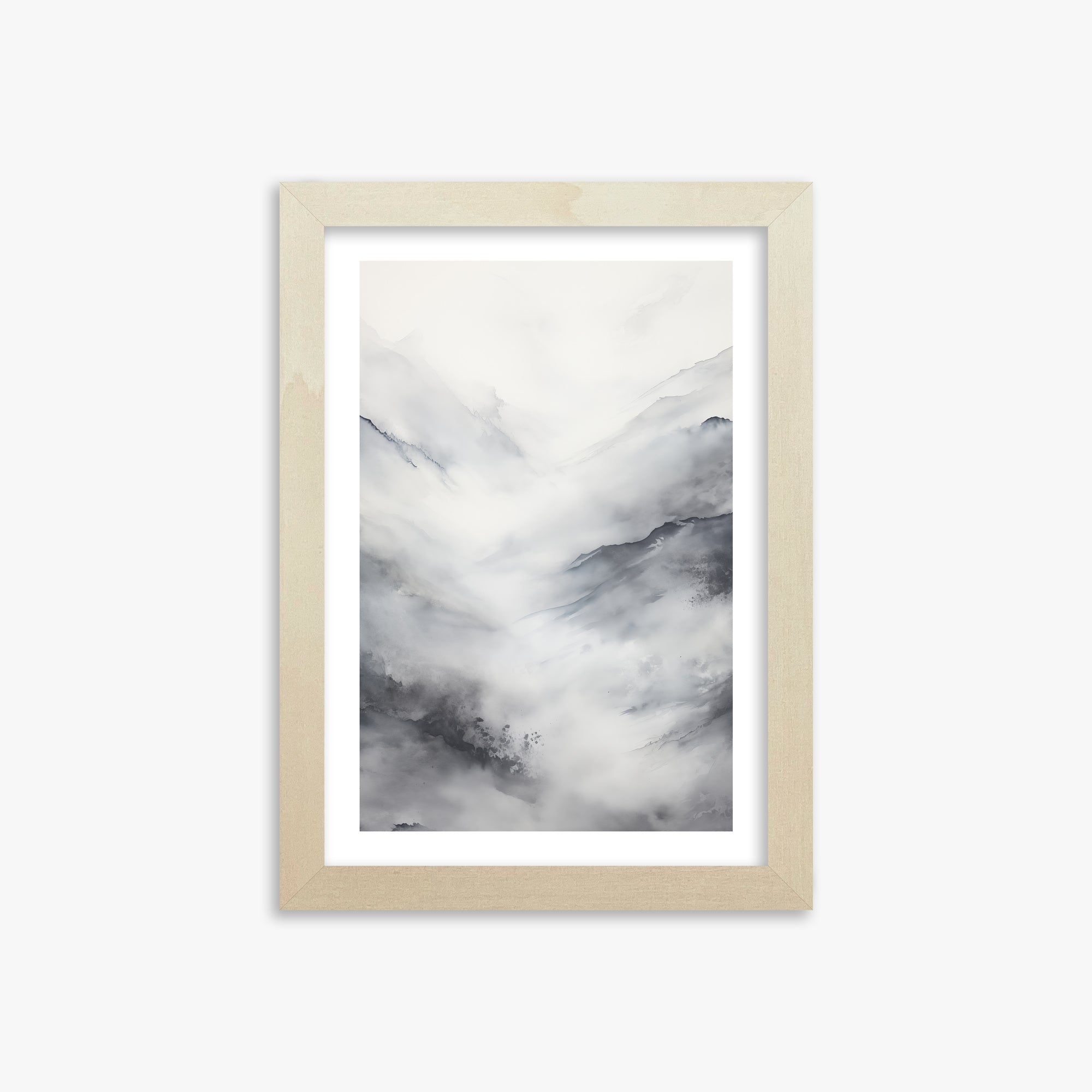 Misty Peaks Solitude, 21x30cm Framed Art Reproduction With Lime Wood Frame