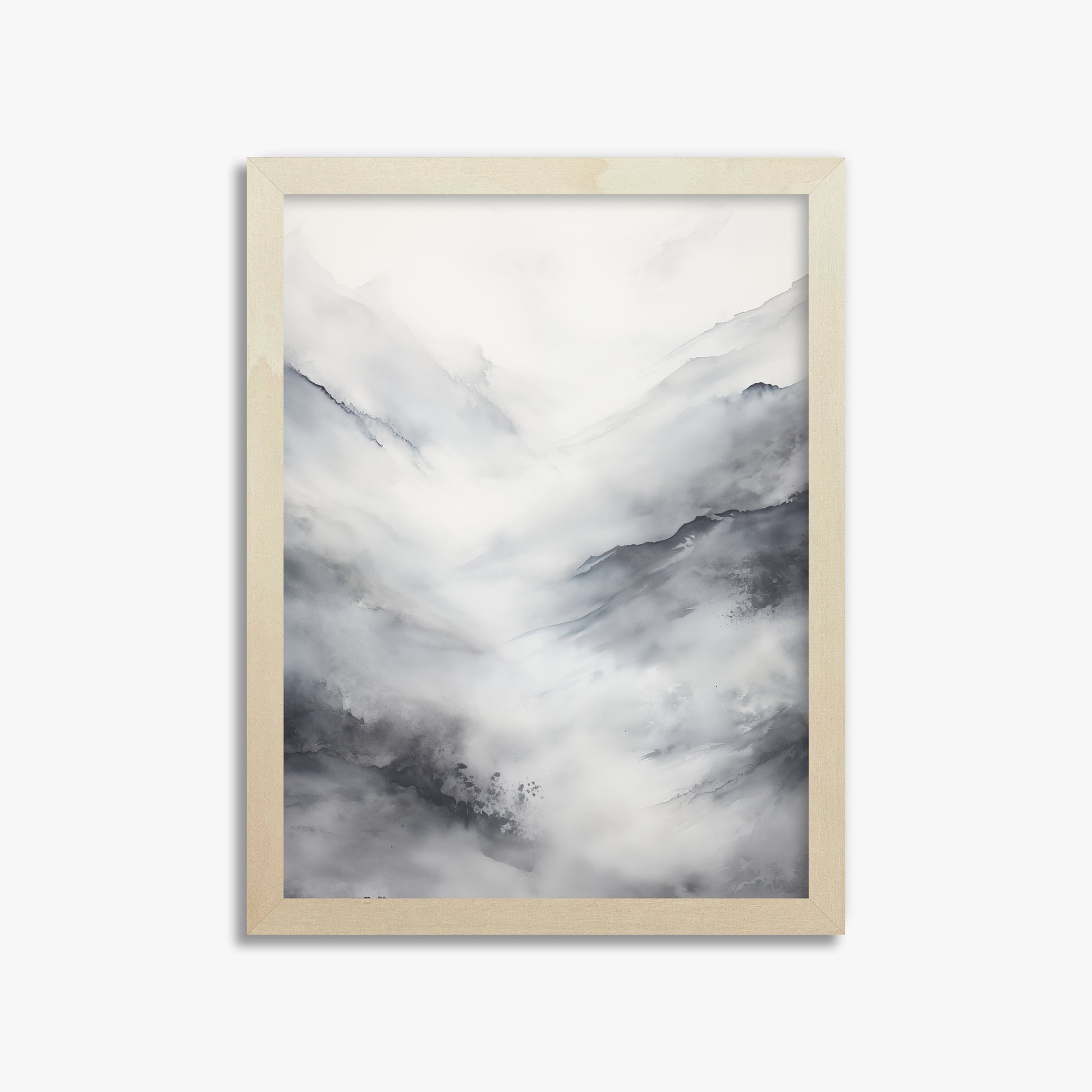 Misty Peaks Solitude, 30x40cm Framed Art Reproduction With Lime Wood Frame
