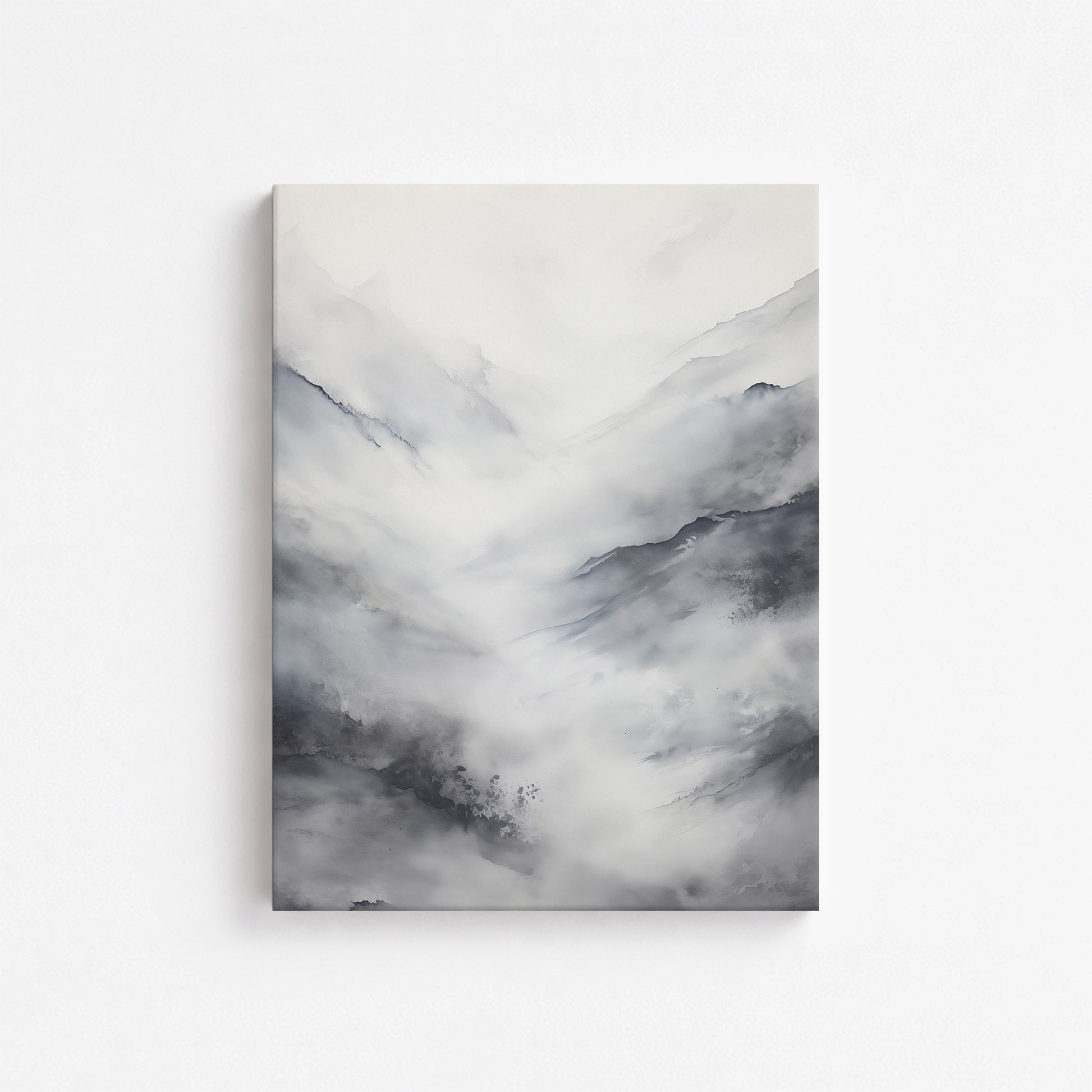 Misty Peaks Solitude, 30x40cm Satin Canvas Art Reproduction