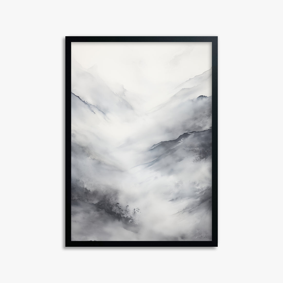 Misty Peaks Solitude, 50x70cm Framed Poster With Black Frame