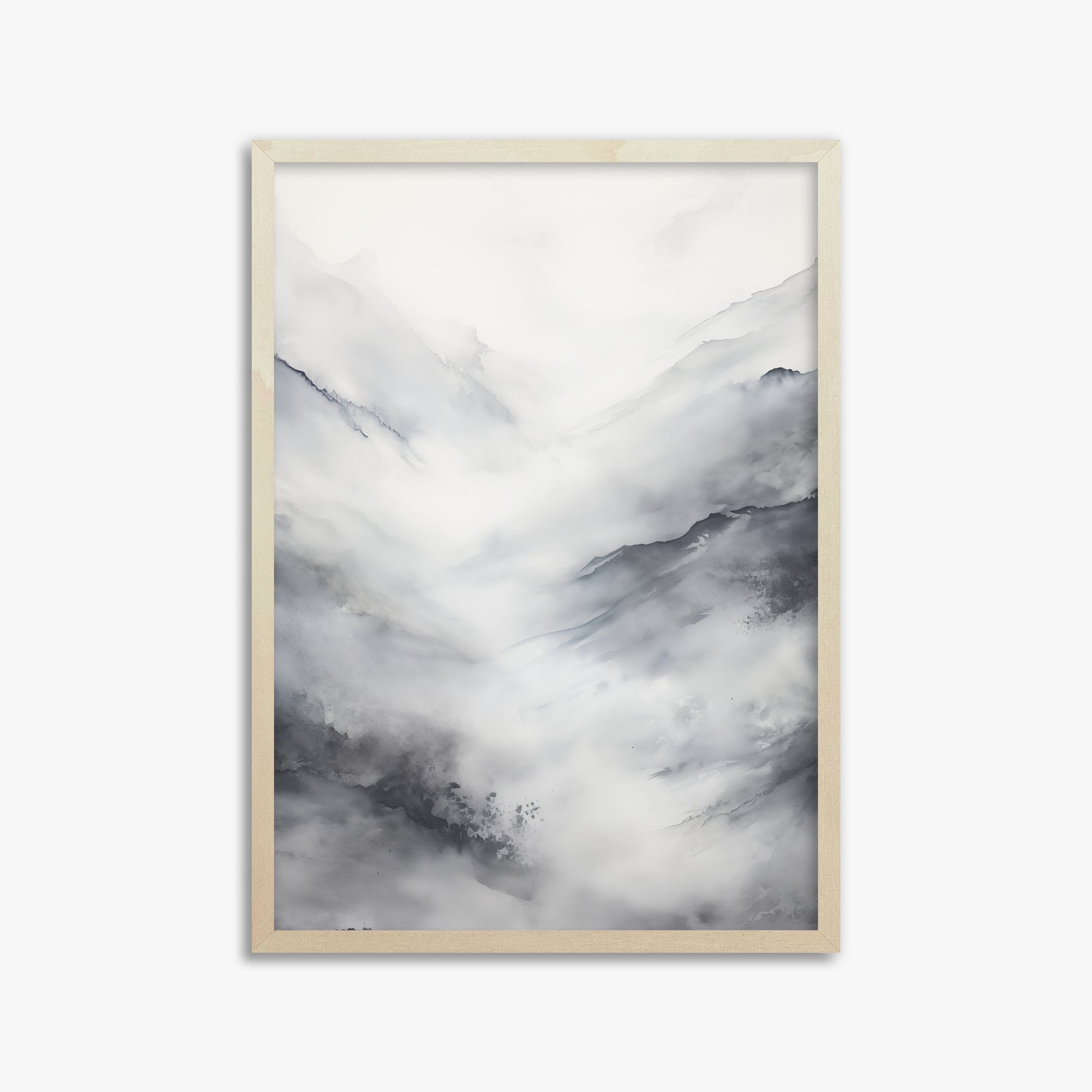 Misty Peaks Solitude, 50x70cm Framed Art Reproduction With Lime Wood Frame