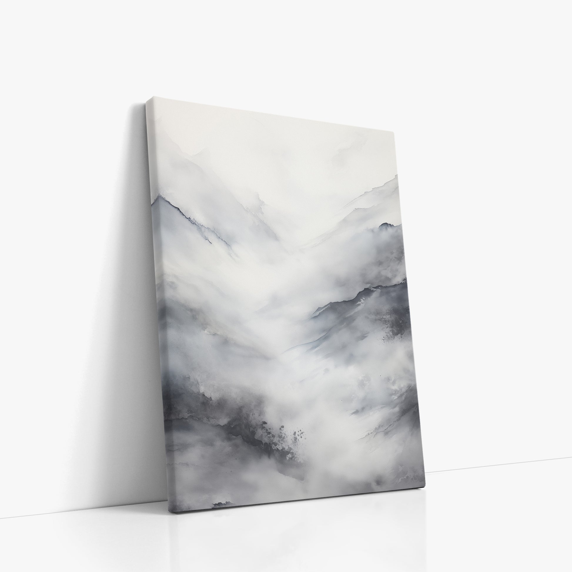 Misty Peaks Solitude, 50x70cm Satin Canvas Art Reproduction Left Angle
