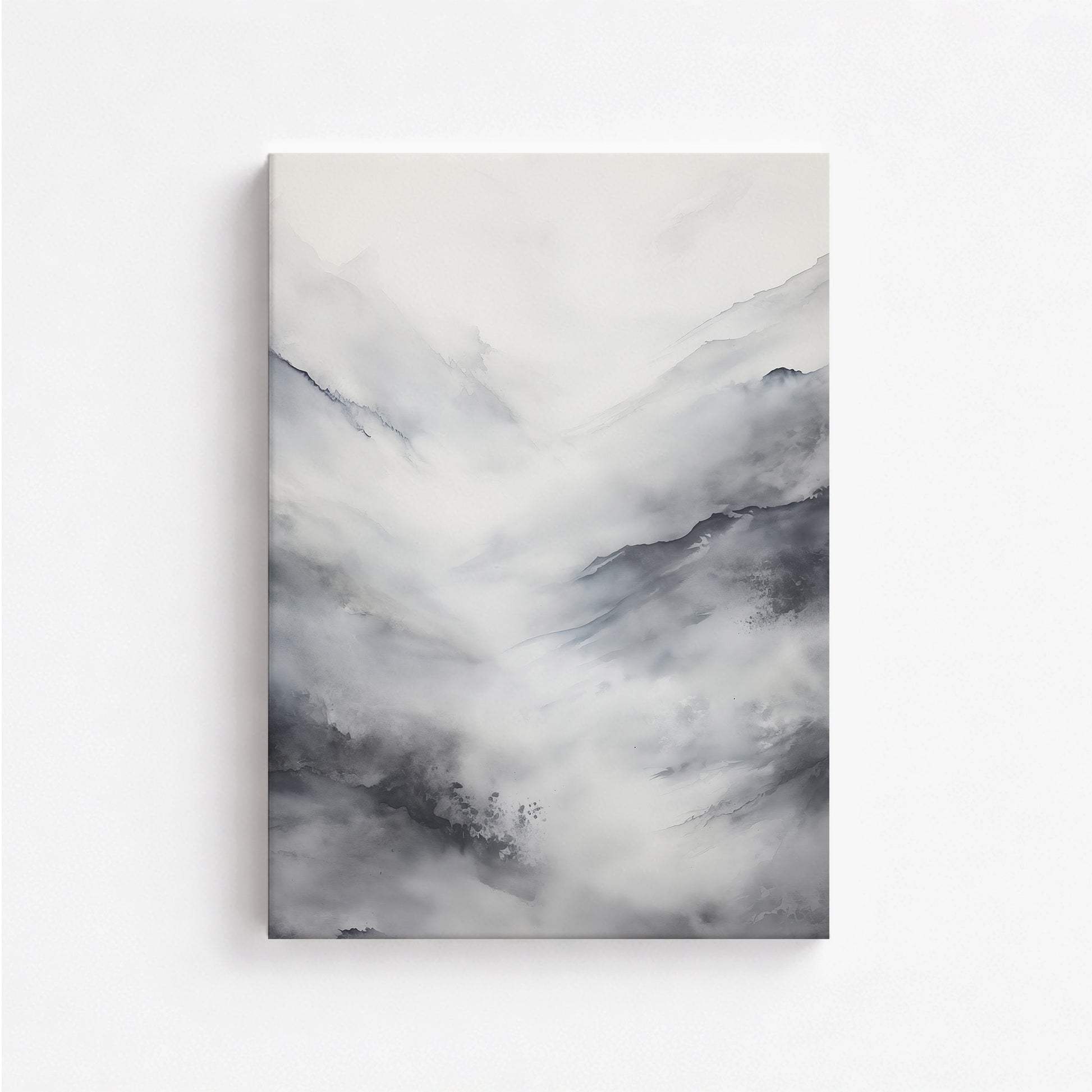 Misty Peaks Solitude, 50x70cm Satin Canvas Art Reproduction