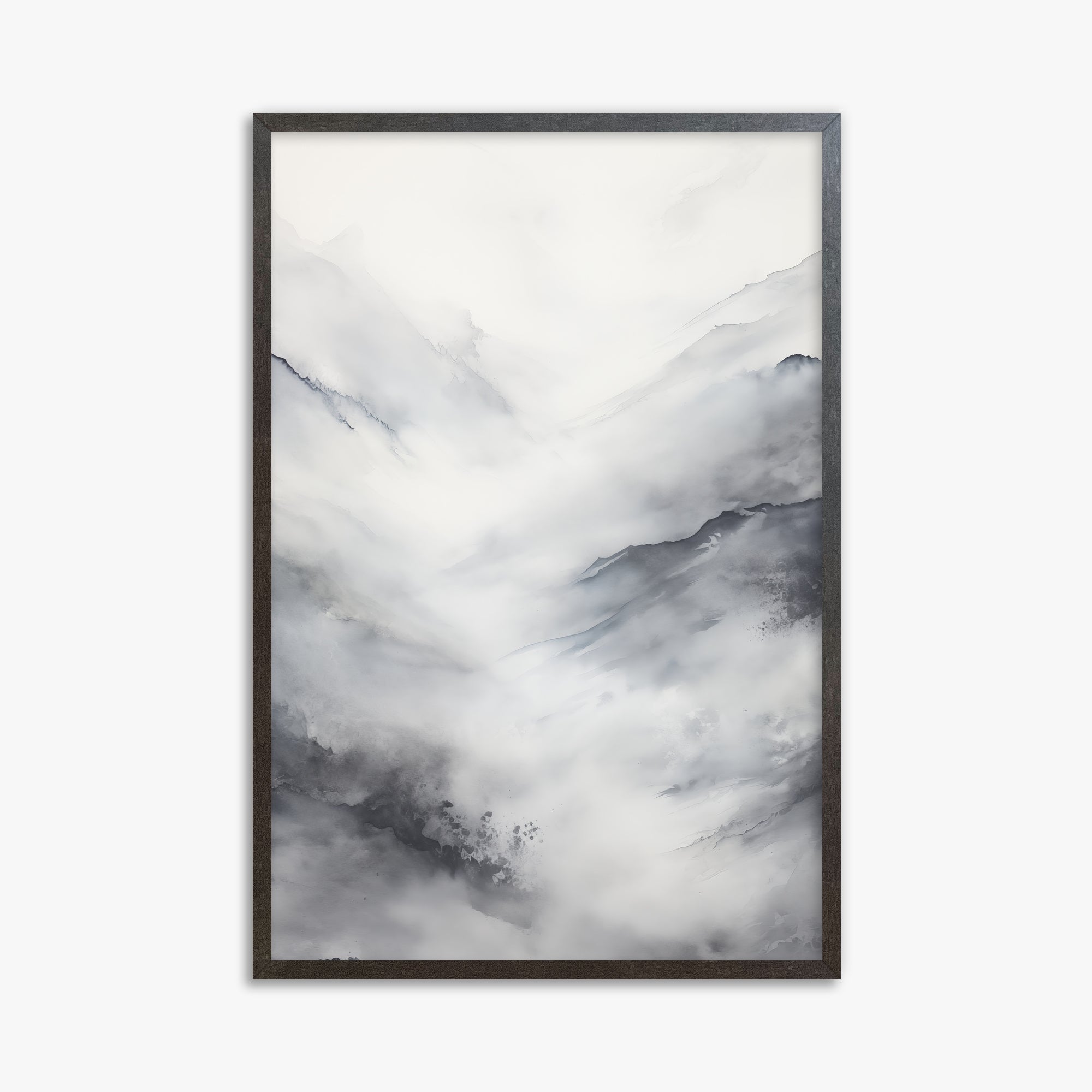 Misty Peaks Solitude, 61x91cm Framed Art Reproduction With Espresso Frame