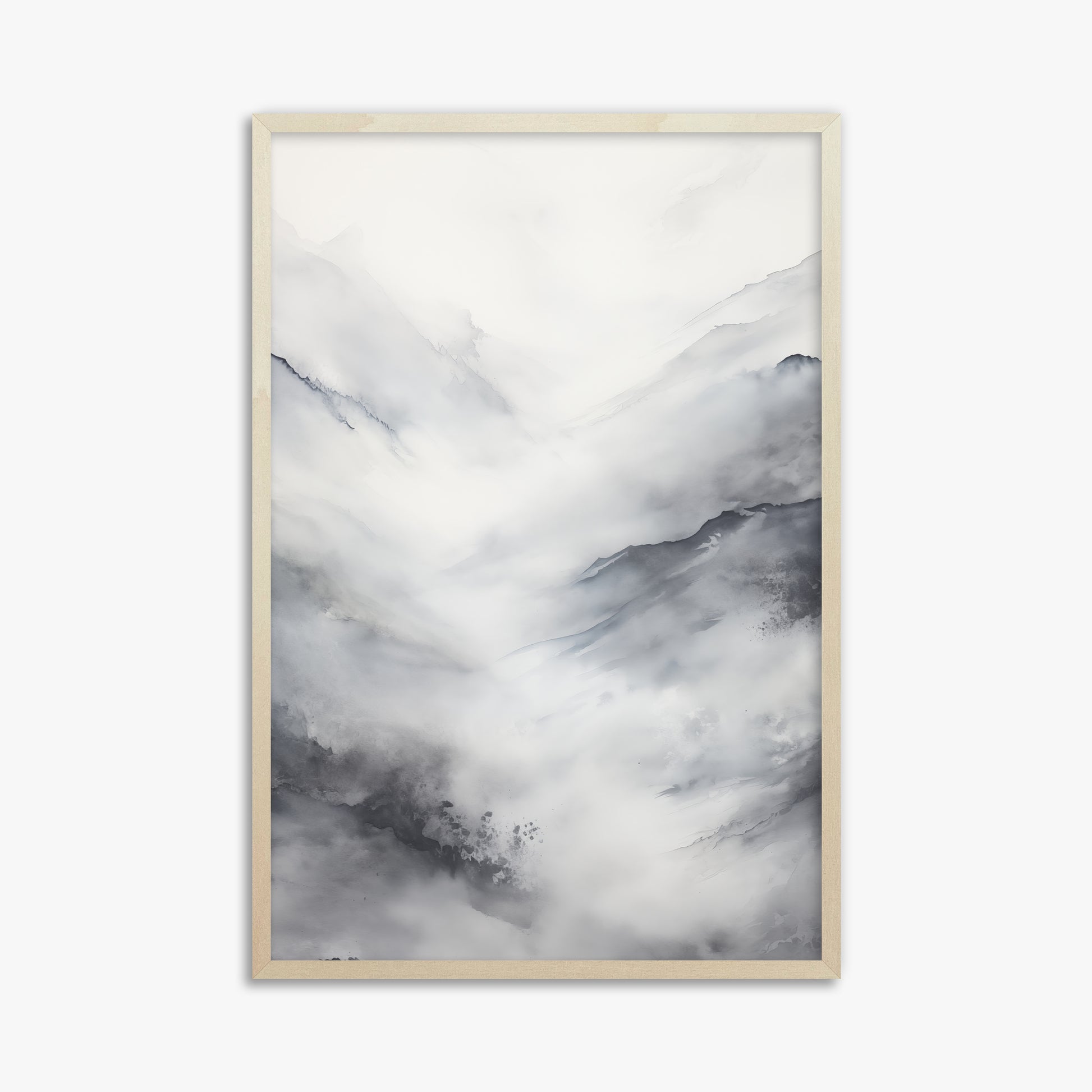 Misty Peaks Solitude, 61x91cm Framed Art Reproduction With Lime Wood Frame