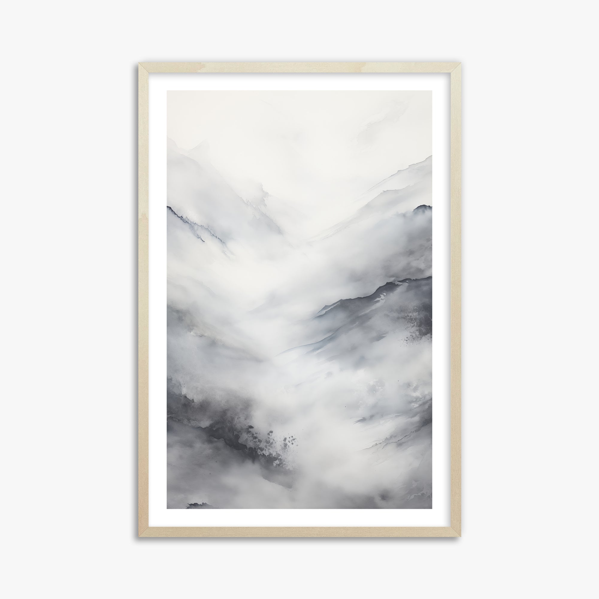 Misty Peaks Solitude, 61x91cm Framed Art Reproduction With Lime Wood Frame