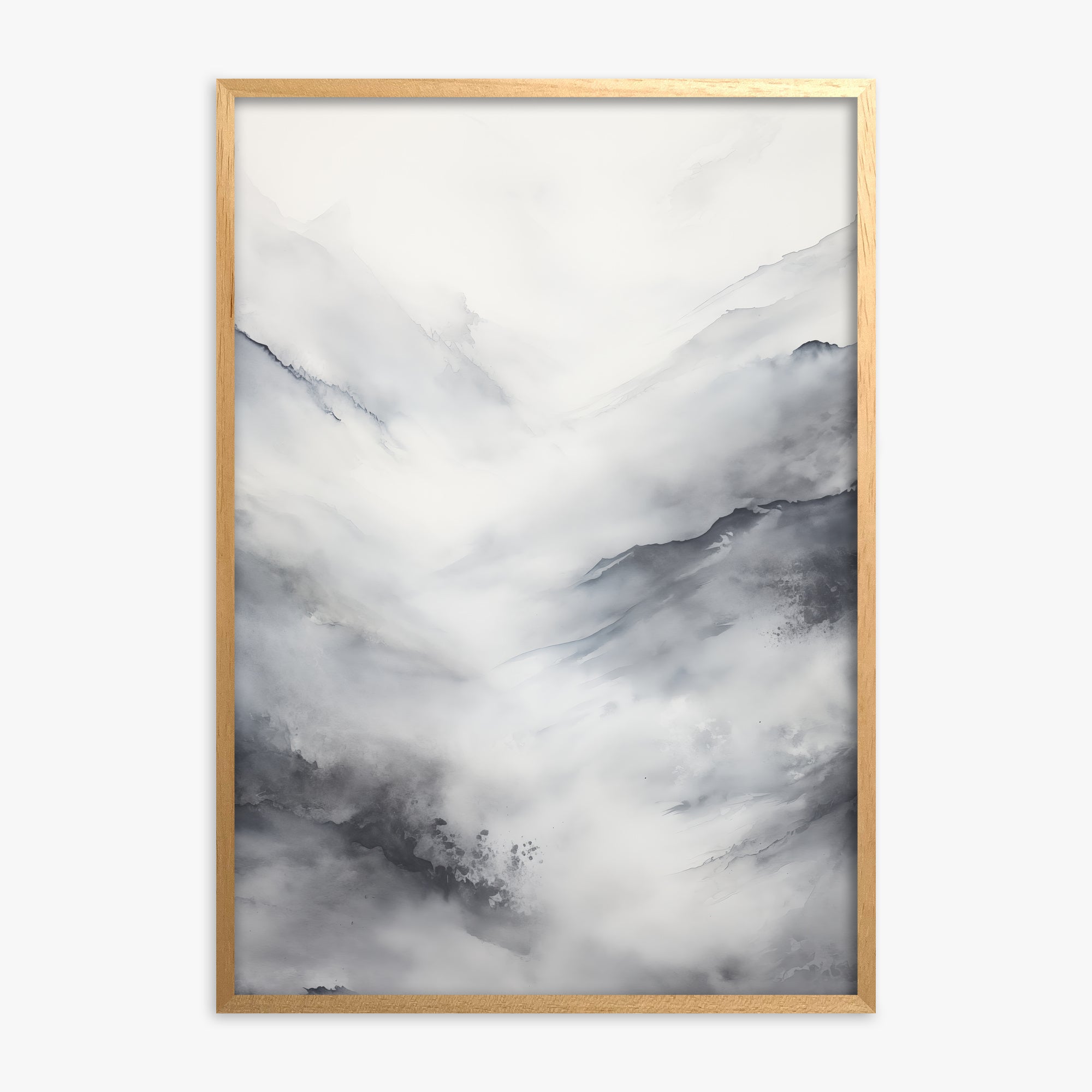 Misty Peaks Solitude, Oak Framed Poster With Oak Frame