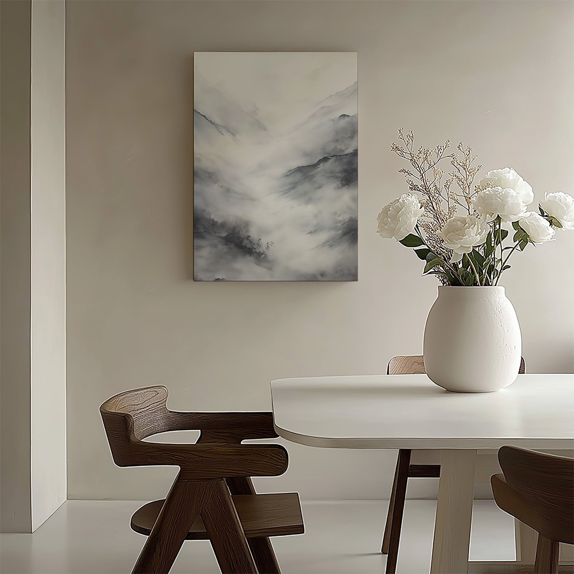 Design Concept No. 58 for Misty Peaks Solitude Japanese Satin Canvas Wall Art