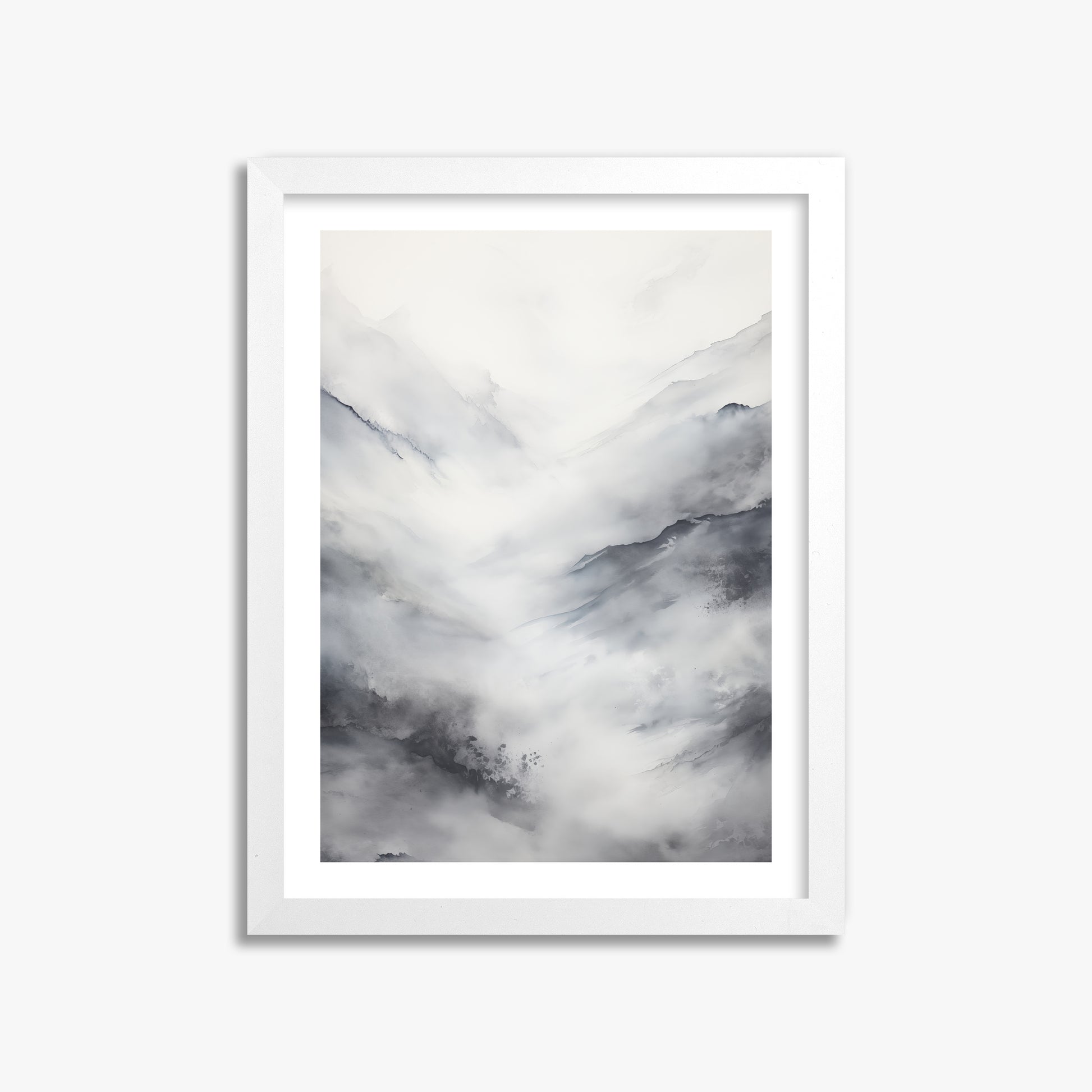 Misty Peaks Solitude, 30x40cm Whitek Framed Art Reproduction