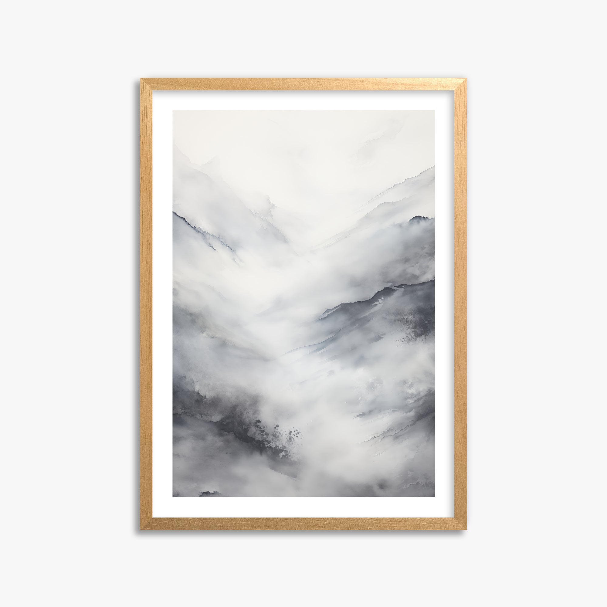 Misty Peaks Solitude, 50x70cm Oak Framed Art Reproduction