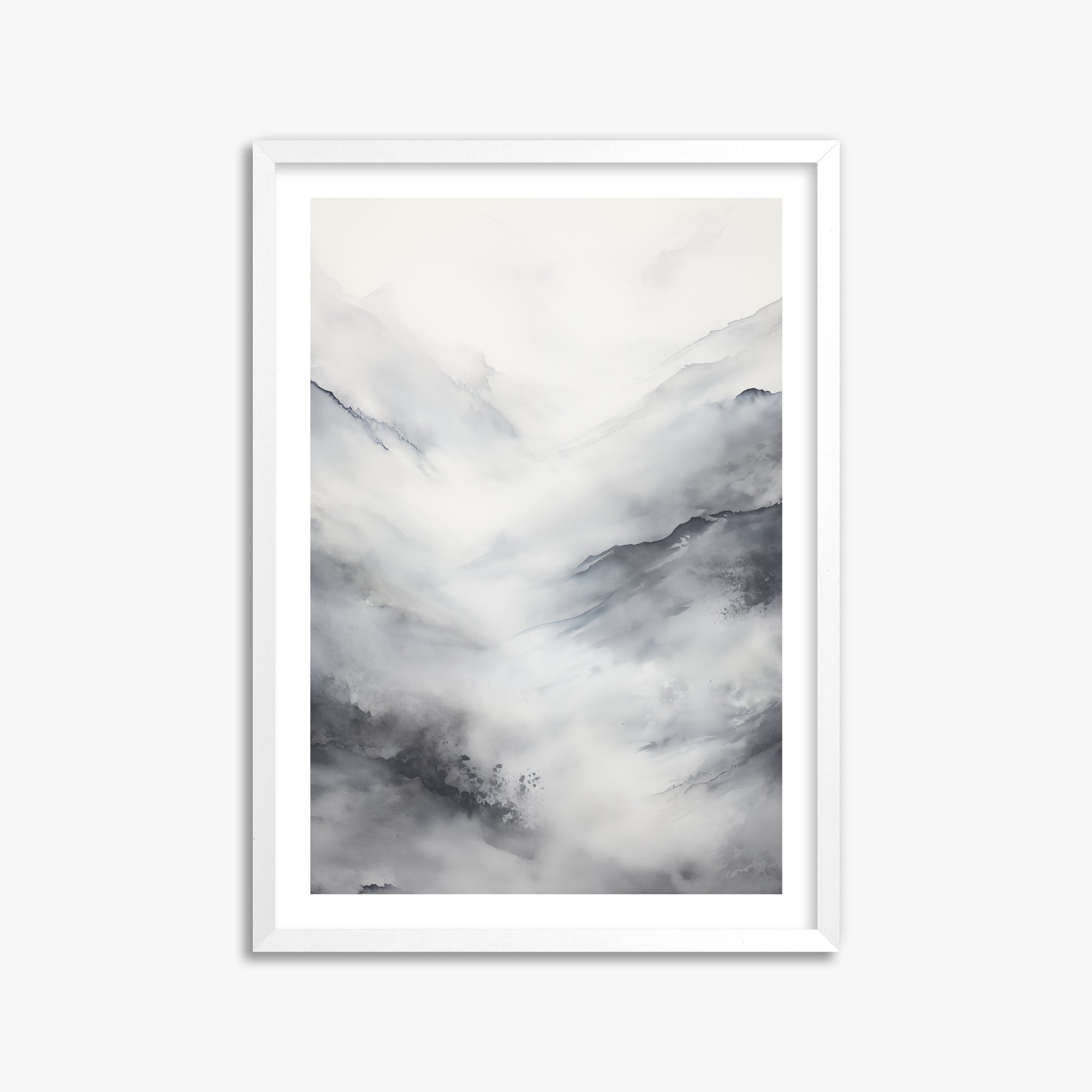 Misty Peaks Solitude, 50x70cm Whitek Framed Art Reproduction