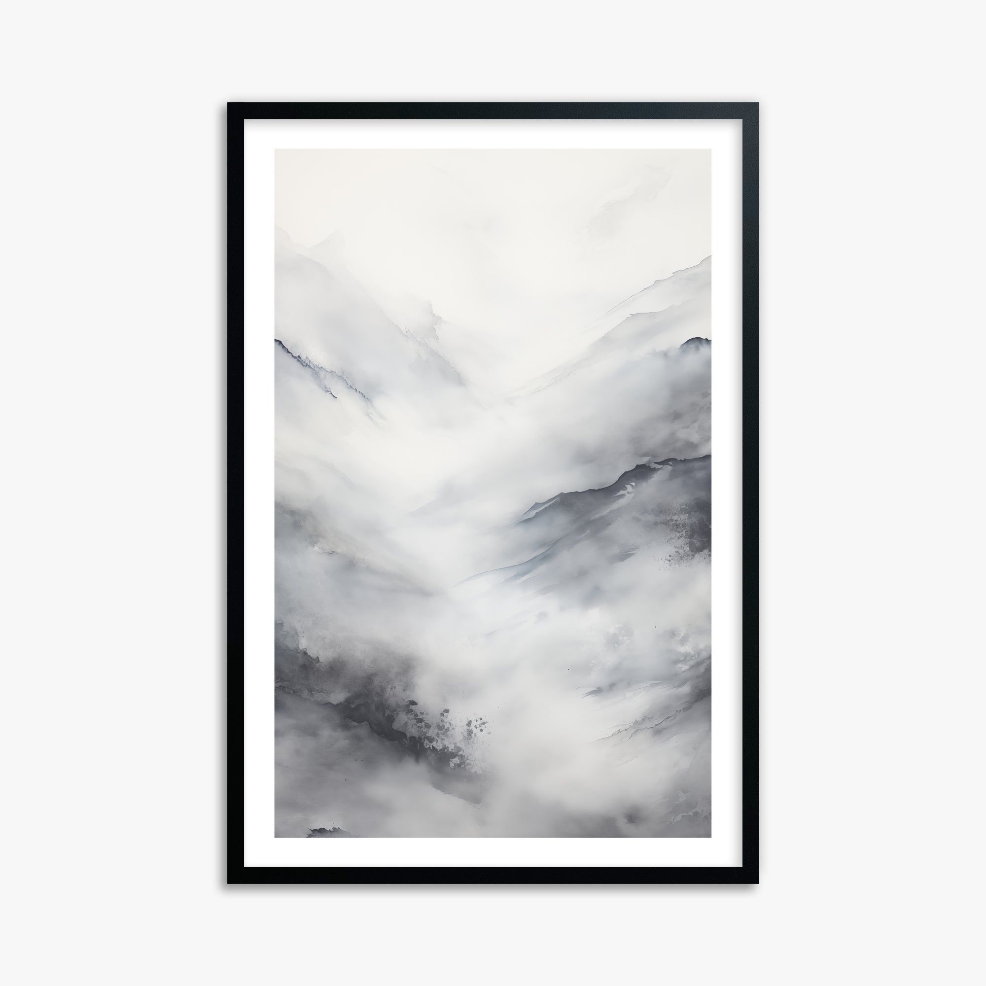 Misty Peaks Solitude, 61x91cm Black Framed Art Reproduction