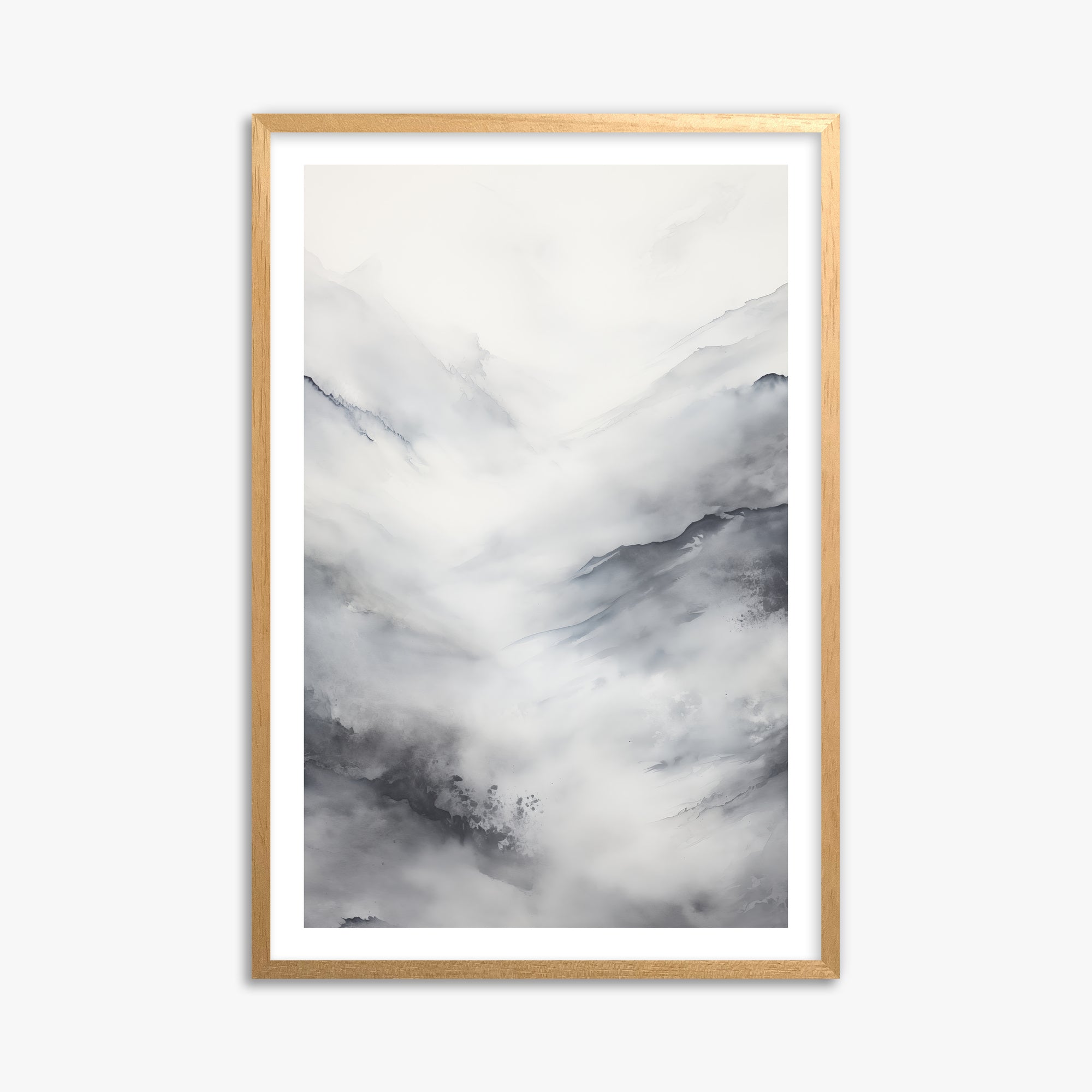 Misty Peaks Solitude, 61x91cm Oak Framed Art Reproduction