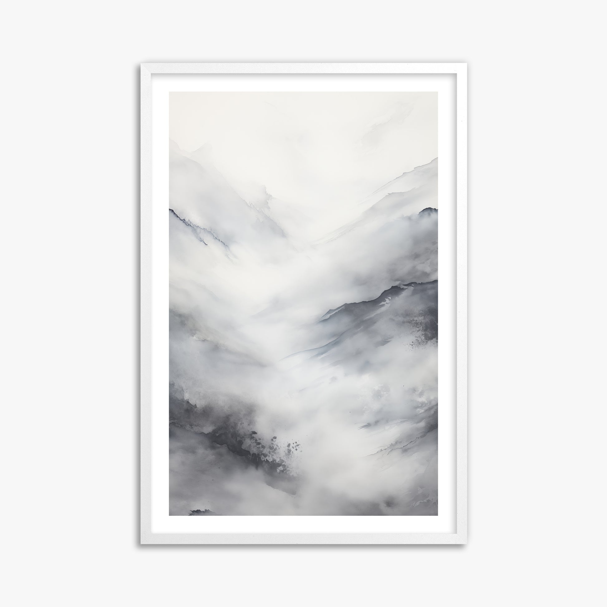Misty Peaks Solitude, 61x91cm Whitek Framed Art Reproduction