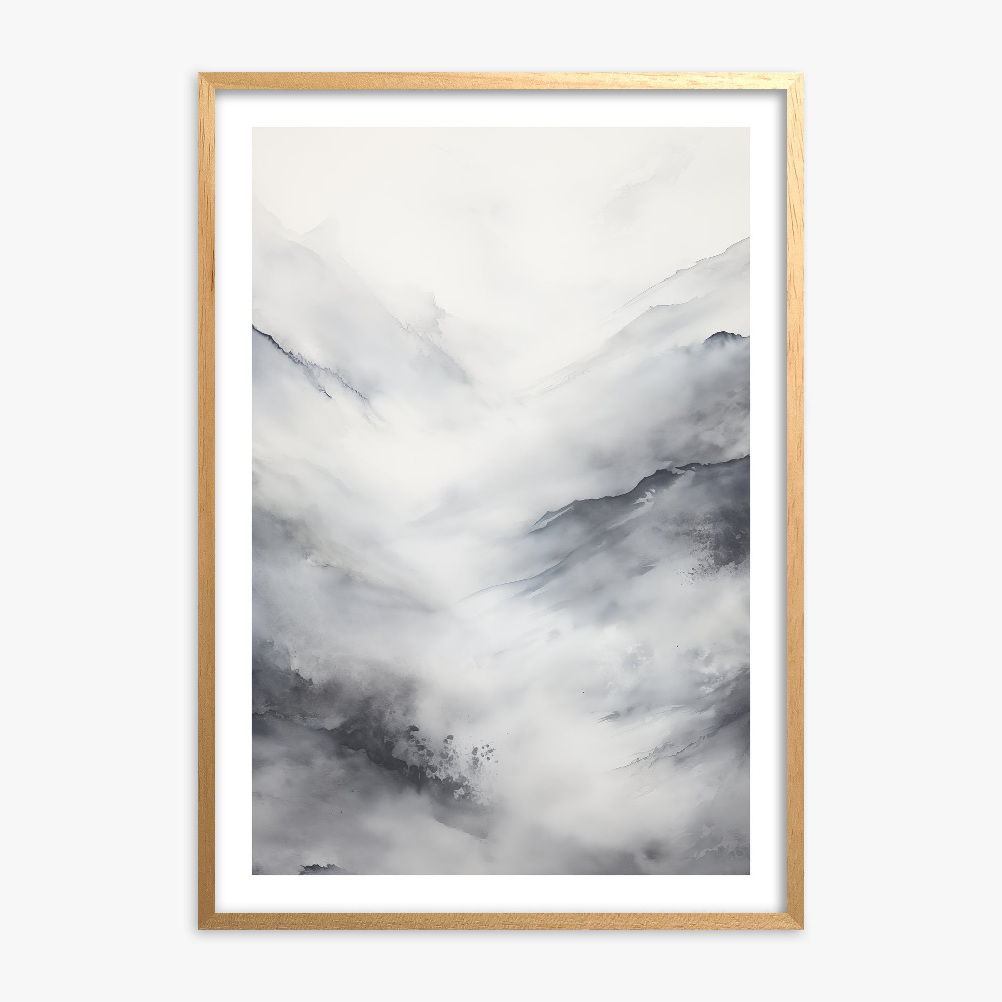 Misty Peaks Solitude, 70x100cm Oak Framed Art Reproduction
