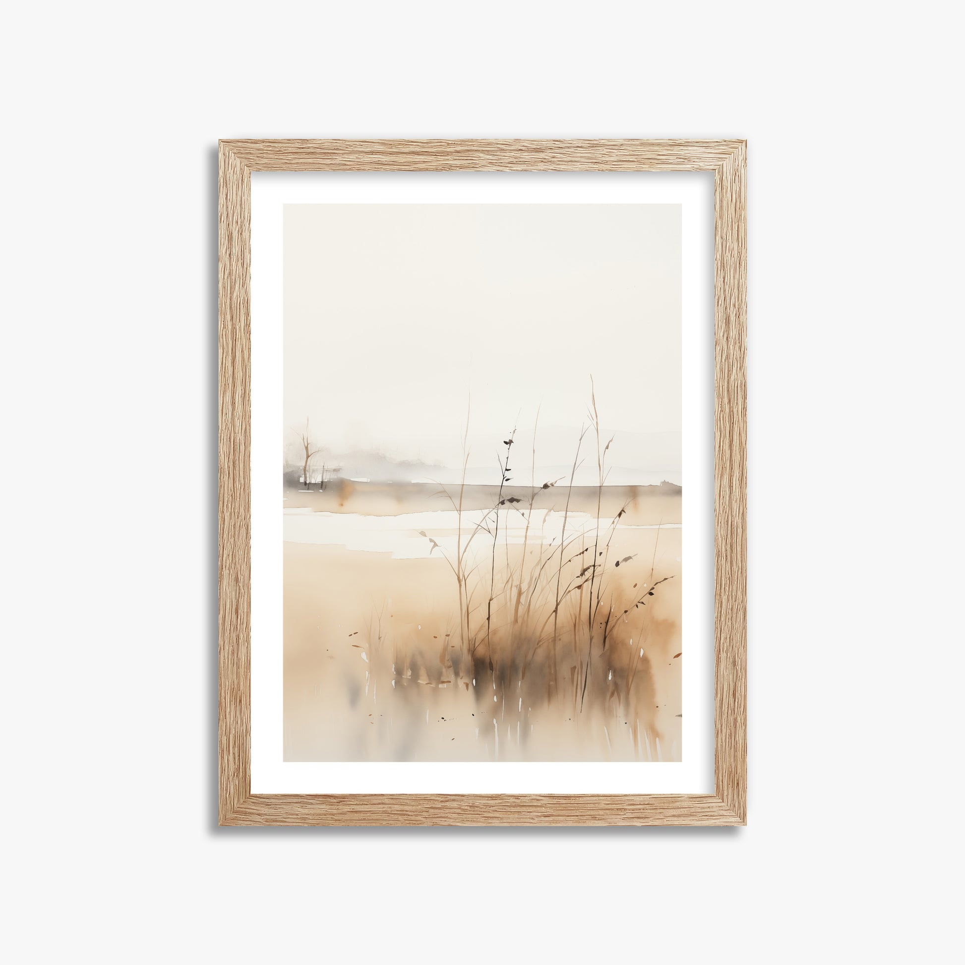 Marsh Reverie, 30x40cm Framed Art Reproduction With Raw Oak Frame