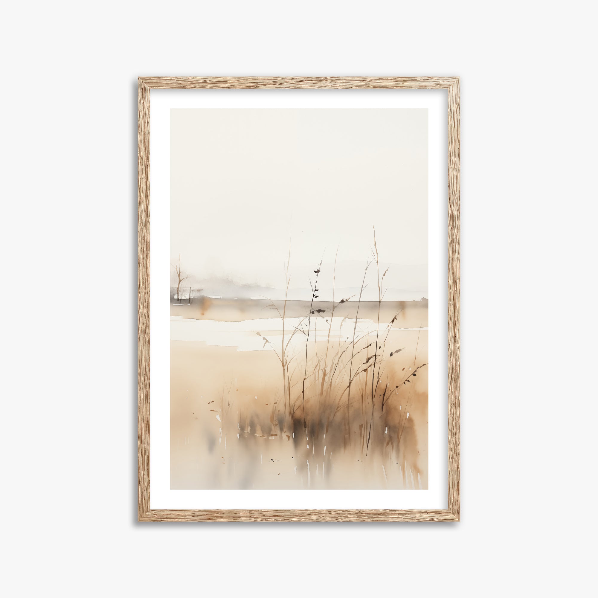 Marsh Reverie, 50x70cm Framed Art Reproduction With Raw Oak Frame