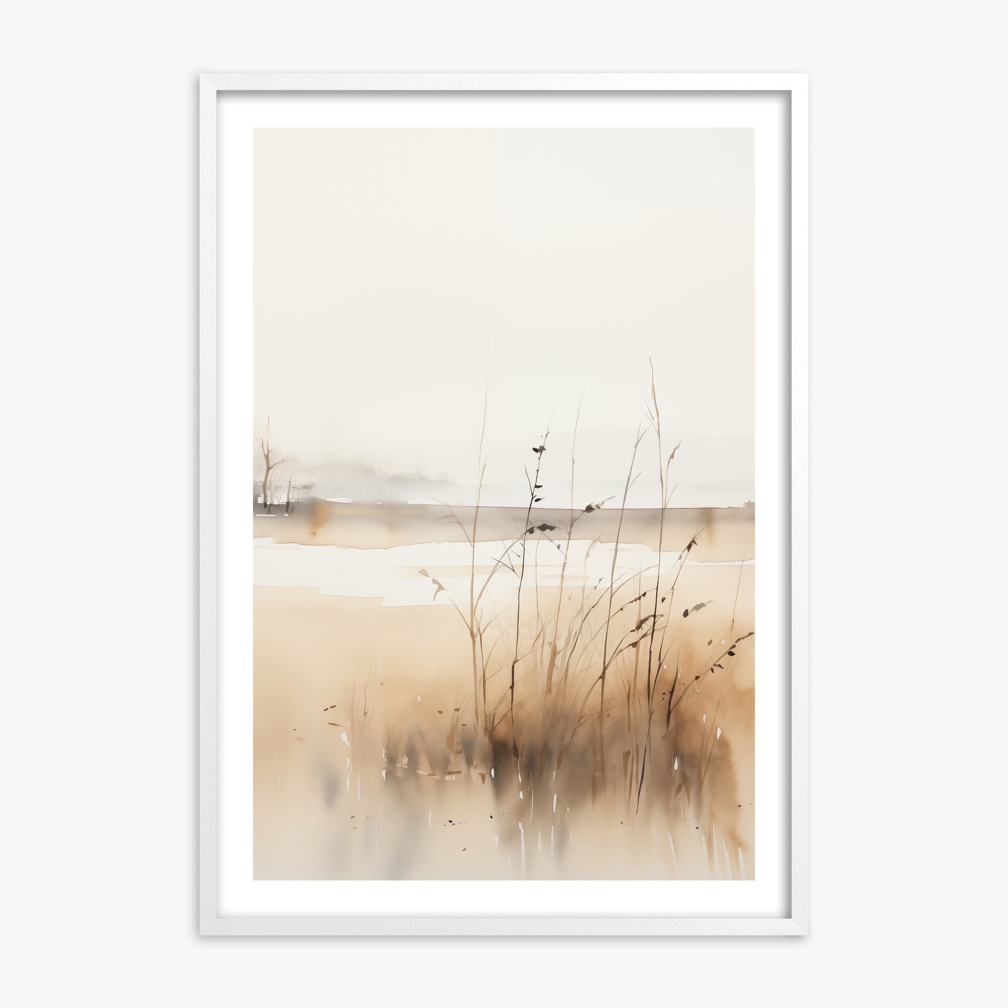 Marsh Reverie, White Framed Poster With White Frame