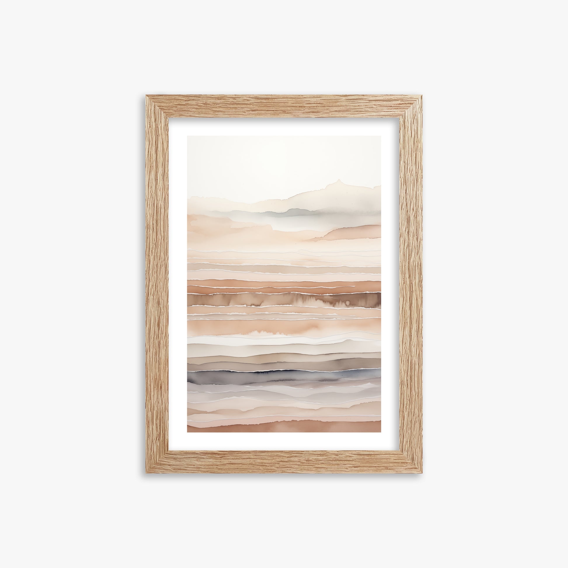 Desert Dawn Serenity, 21x30cm Framed Art Reproduction With Raw Oak Frame