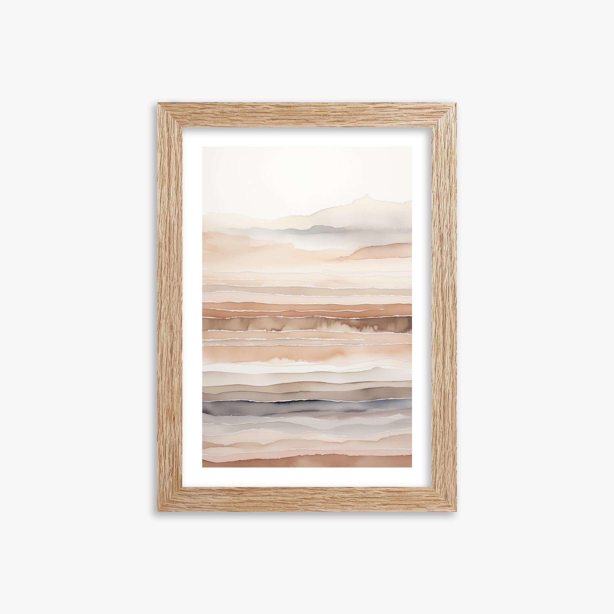 Desert Dawn Serenity, 21x30cm Framed Art Reproduction With Raw Oak Frame