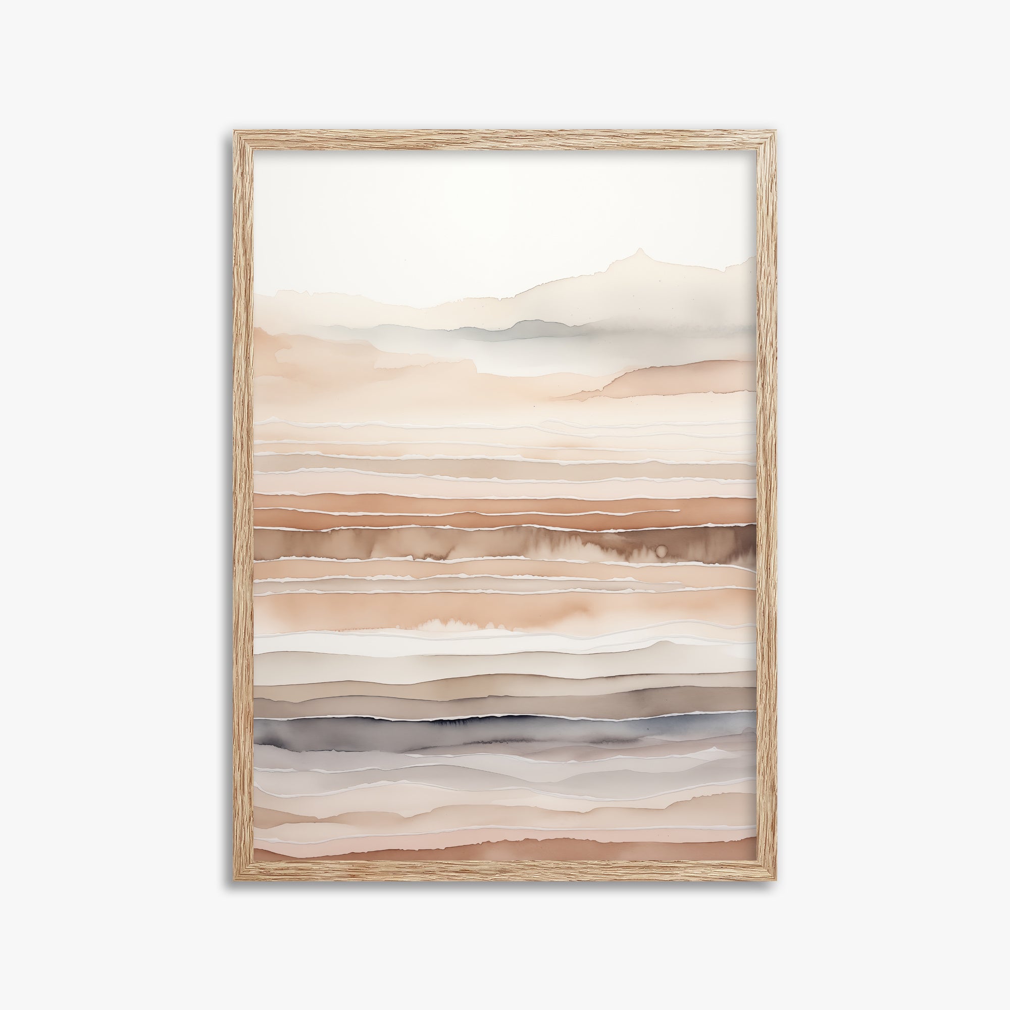 Desert Dawn Serenity, 50x70cm Framed Art Reproduction With Raw Oak Frame