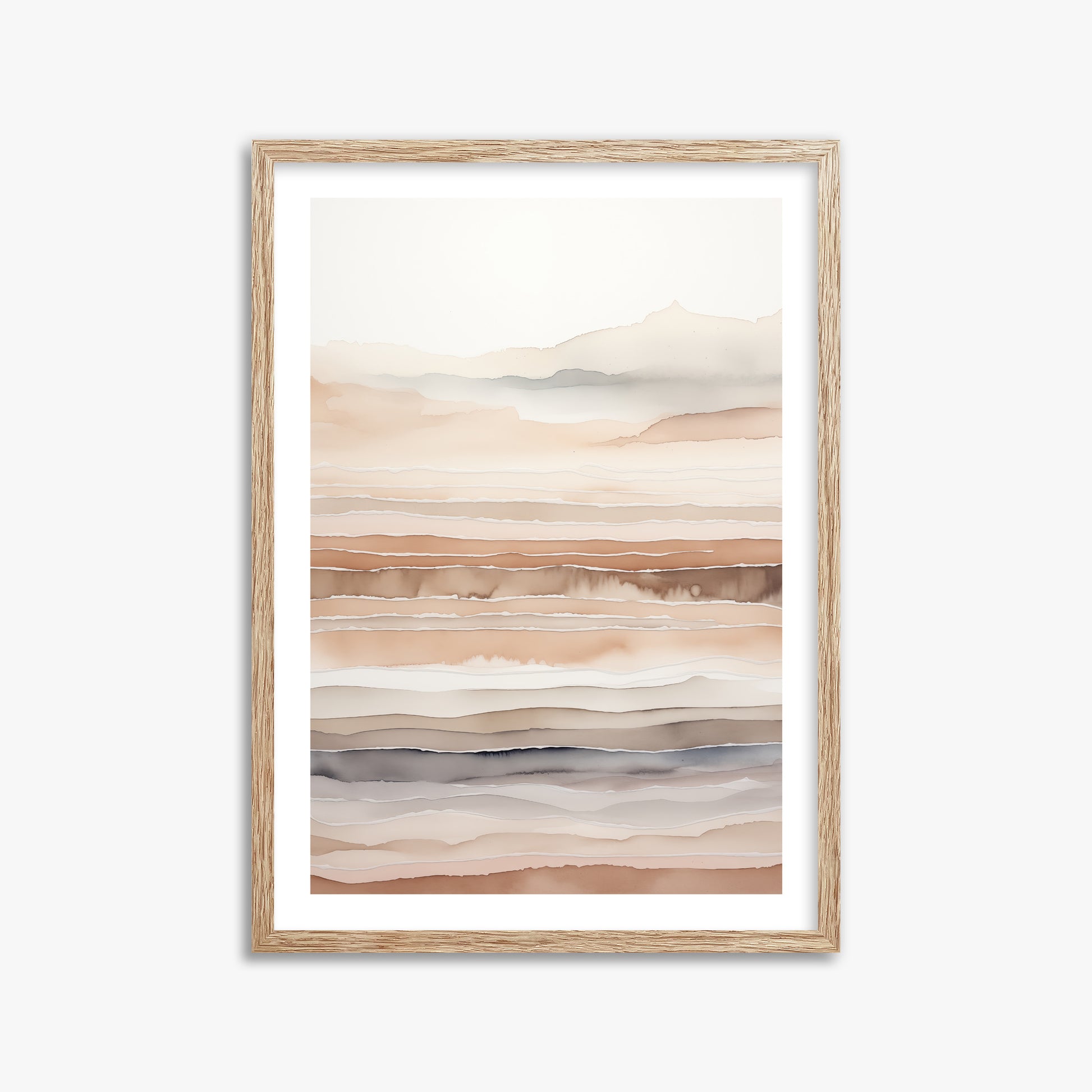 Desert Dawn Serenity, 50x70cm Framed Art Reproduction With Raw Oak Frame