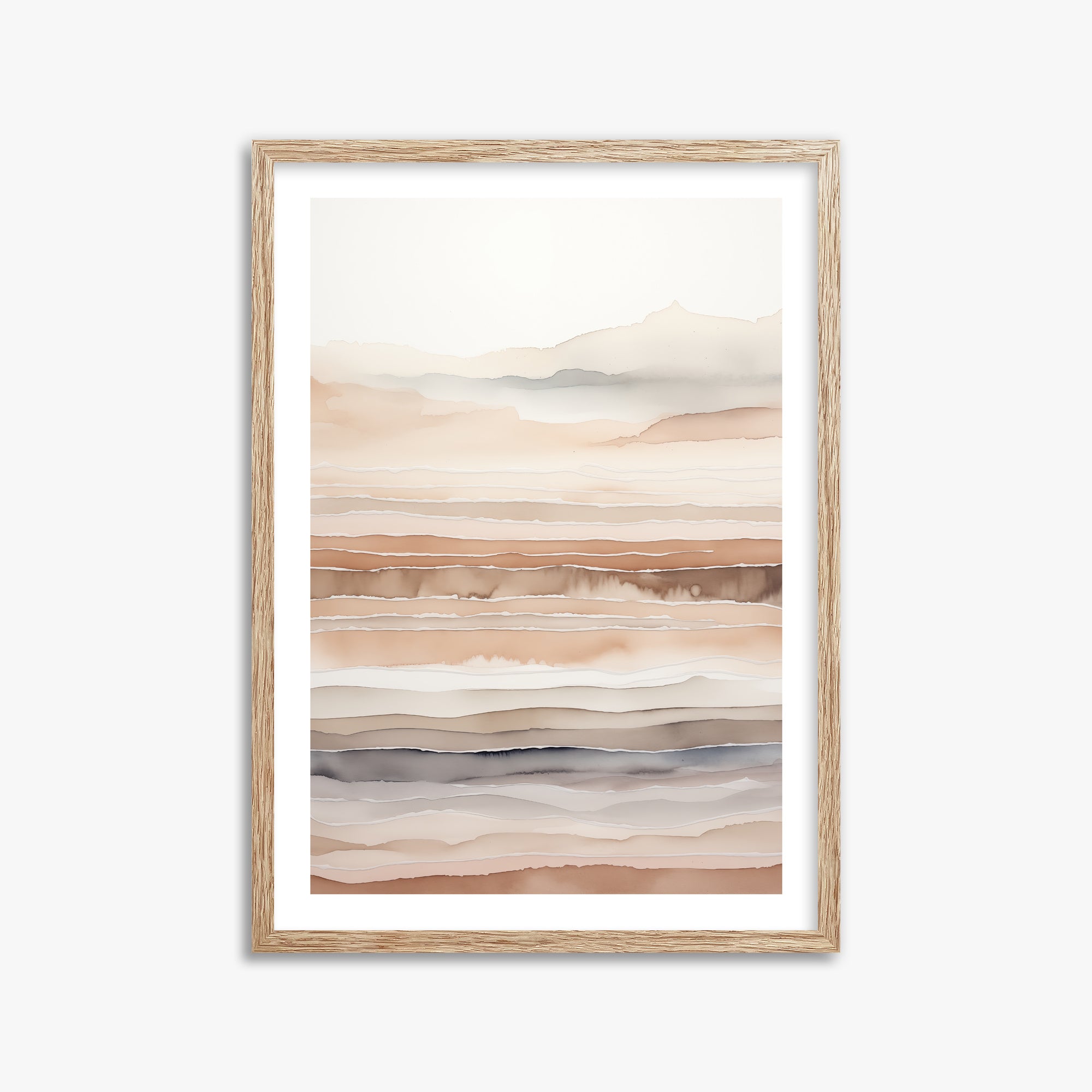 Desert Dawn Serenity, 50x70cm Framed Art Reproduction With Raw Oak Frame