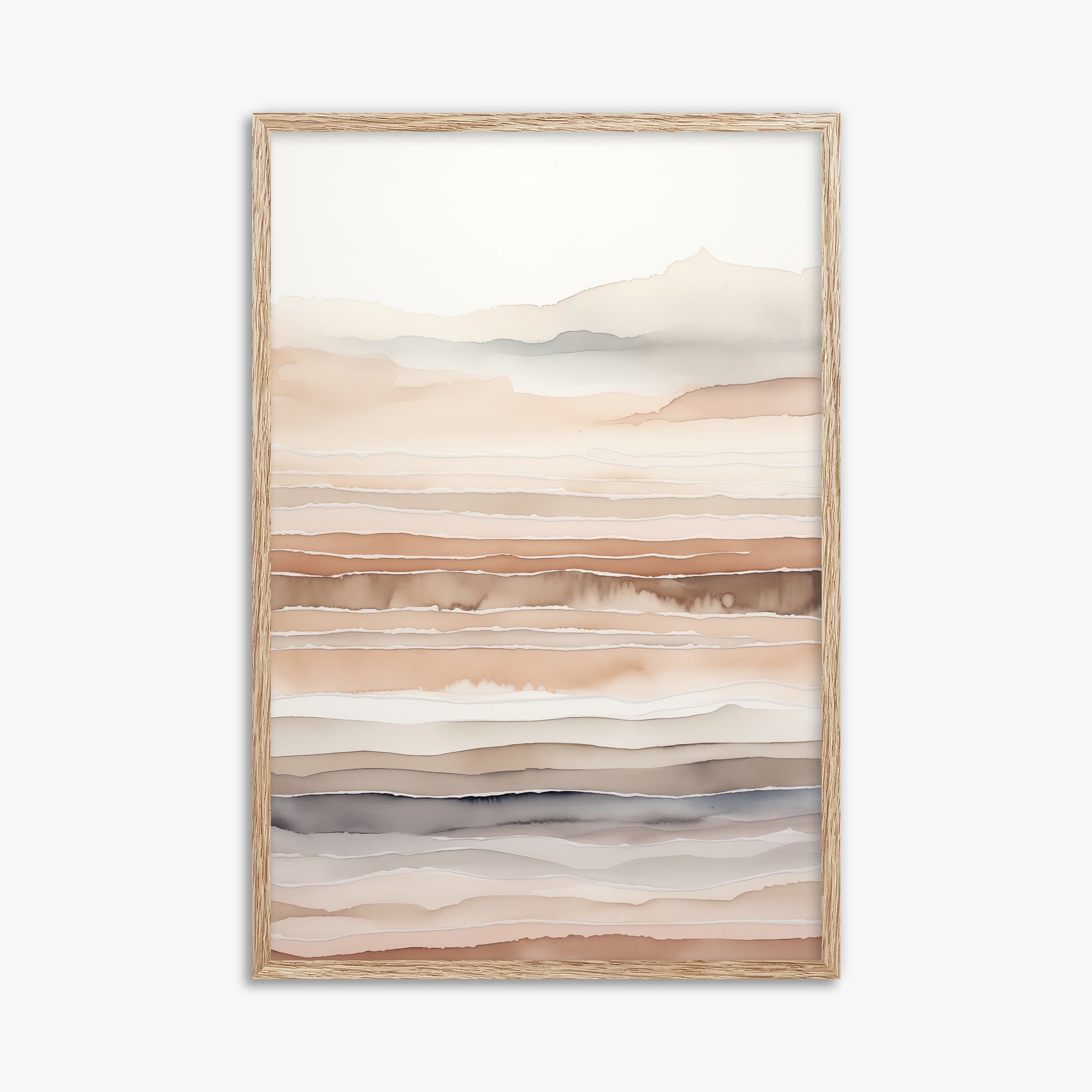 Desert Dawn Serenity, 61x91cm Framed Art Reproduction With Raw Oak Frame