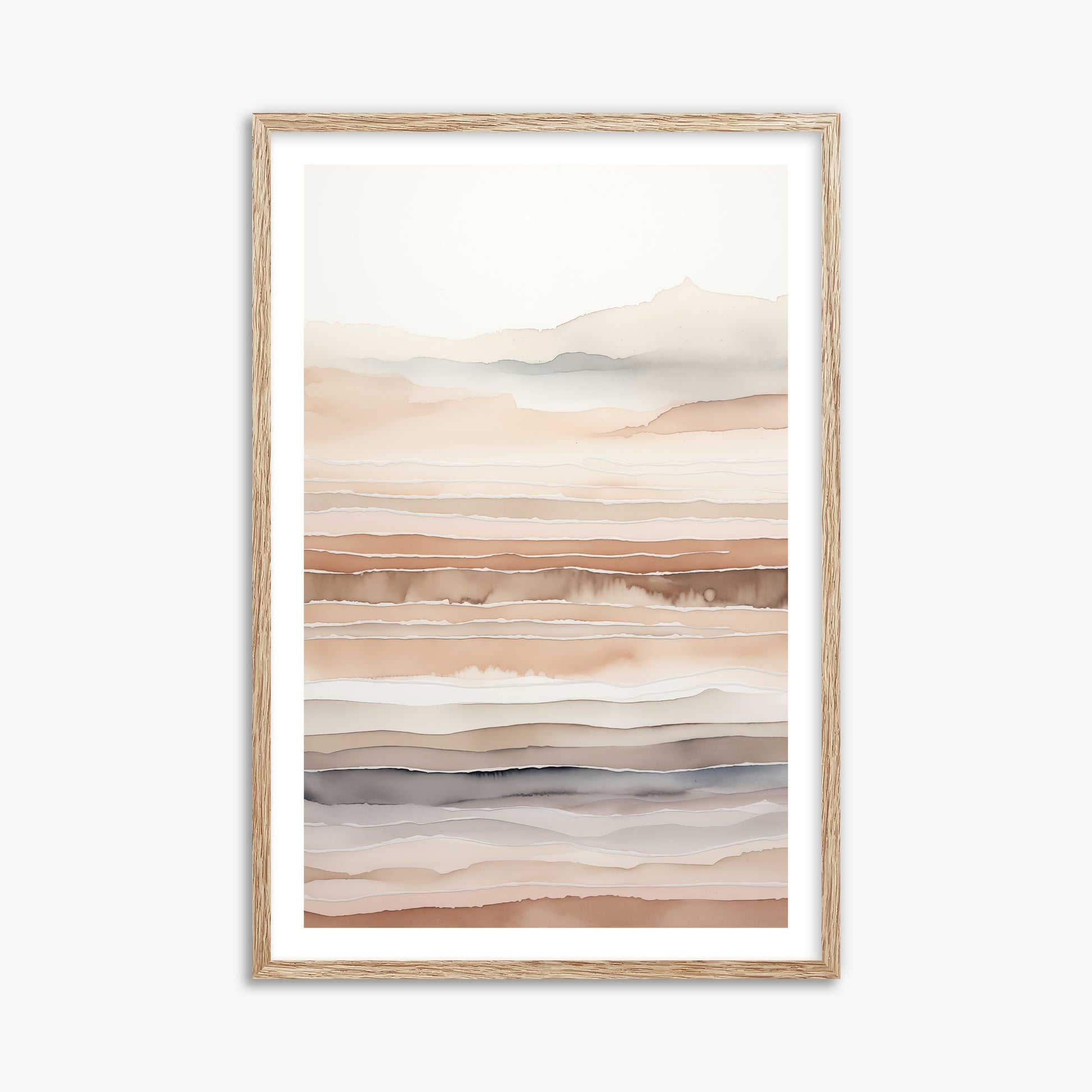 Desert Dawn Serenity, 61x91cm Framed Art Reproduction With Raw Oak Frame