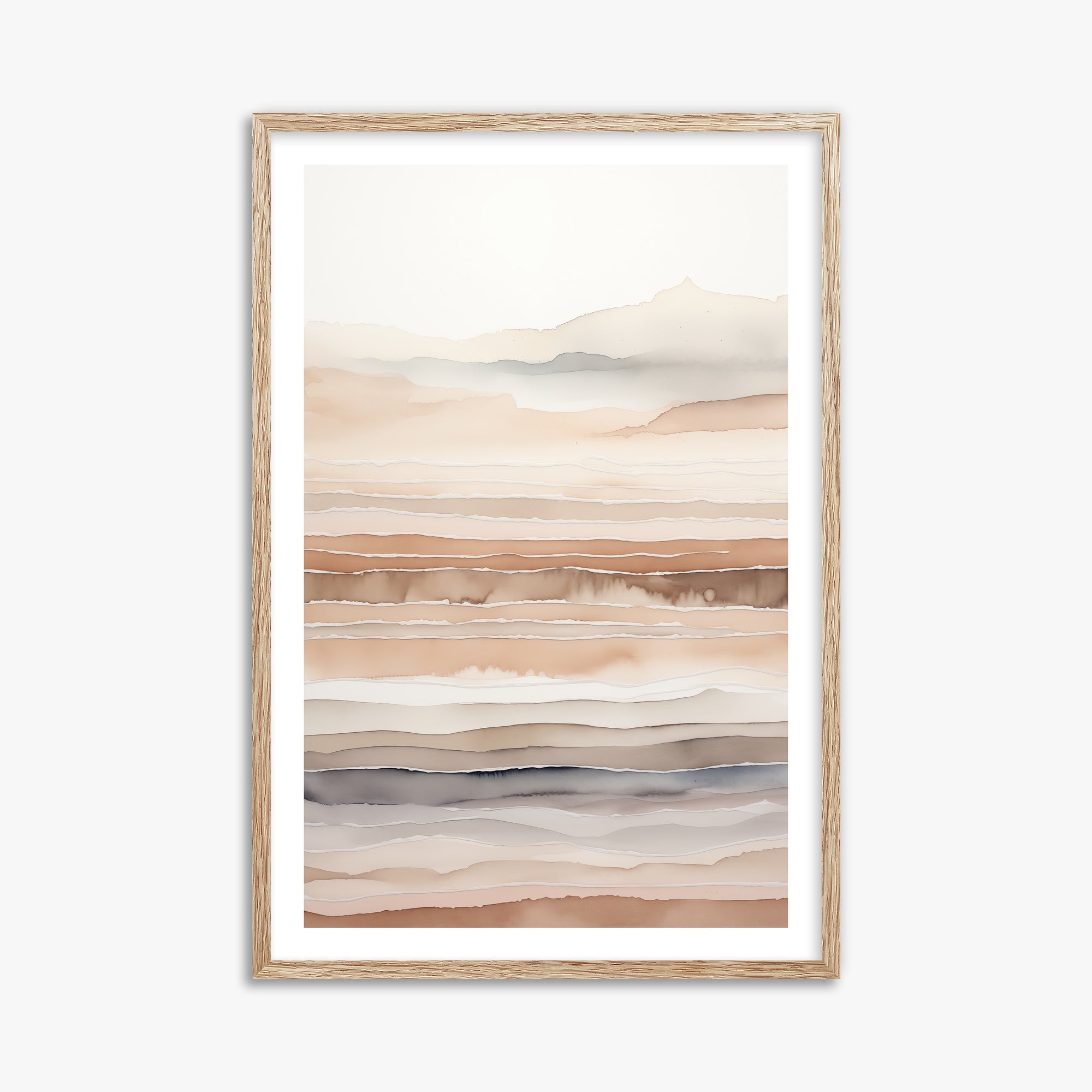 Desert Dawn Serenity, 61x91cm Framed Art Reproduction With Raw Oak Frame