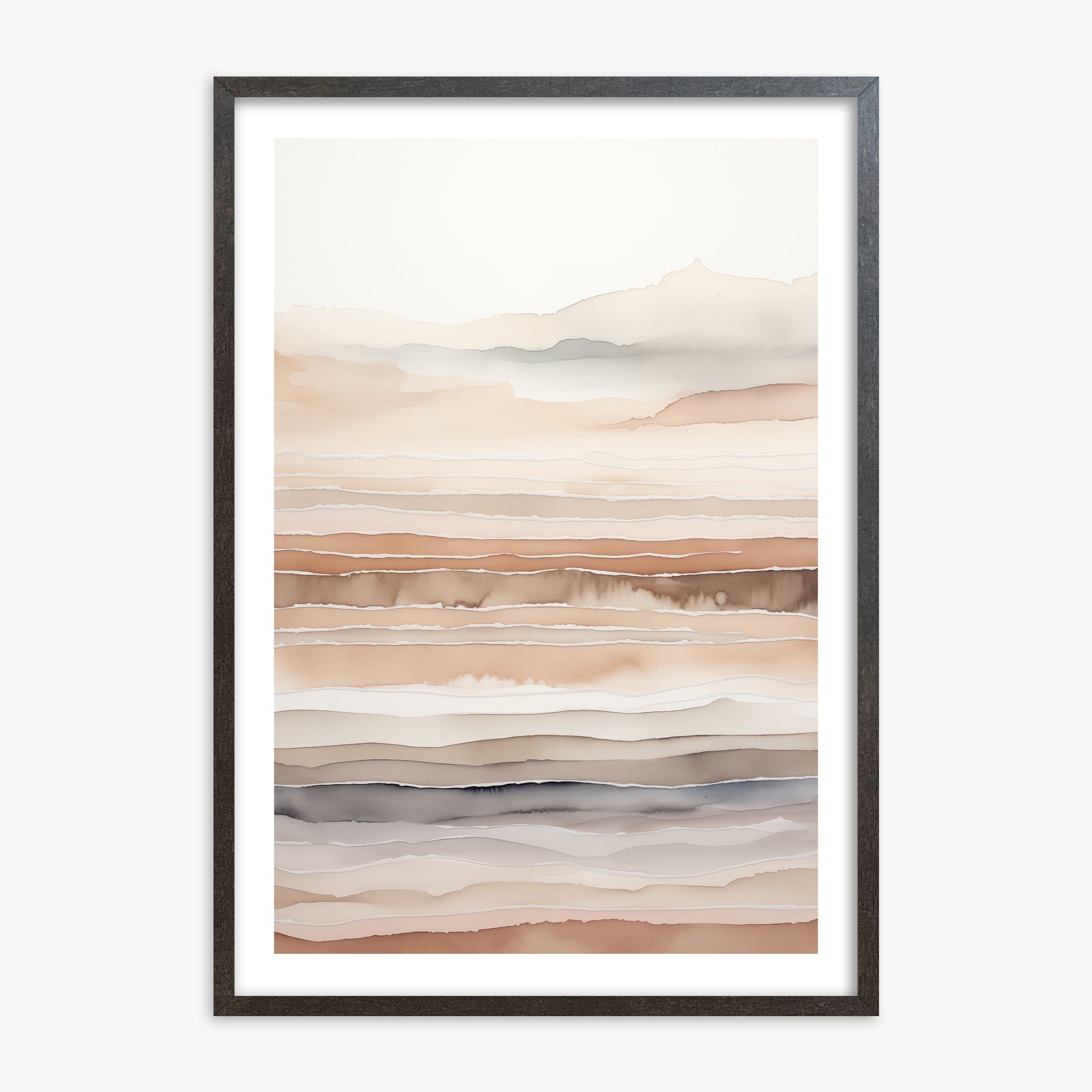 Desert Dawn Serenity, 70x100cm Framed Art Reproduction With Espresso Frame