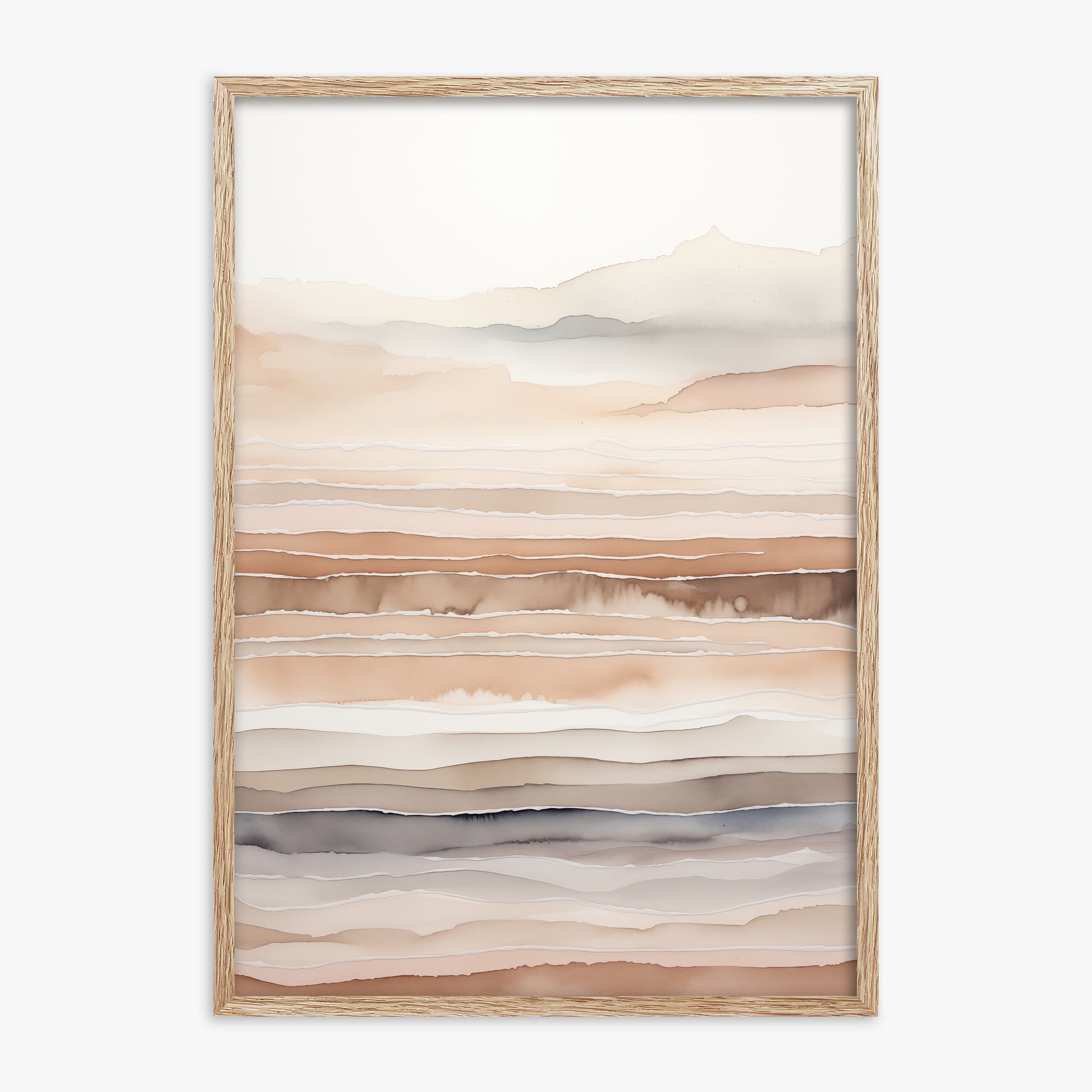 Desert Dawn Serenity, 70x100cm Framed Art Reproduction With Raw Oak Frame