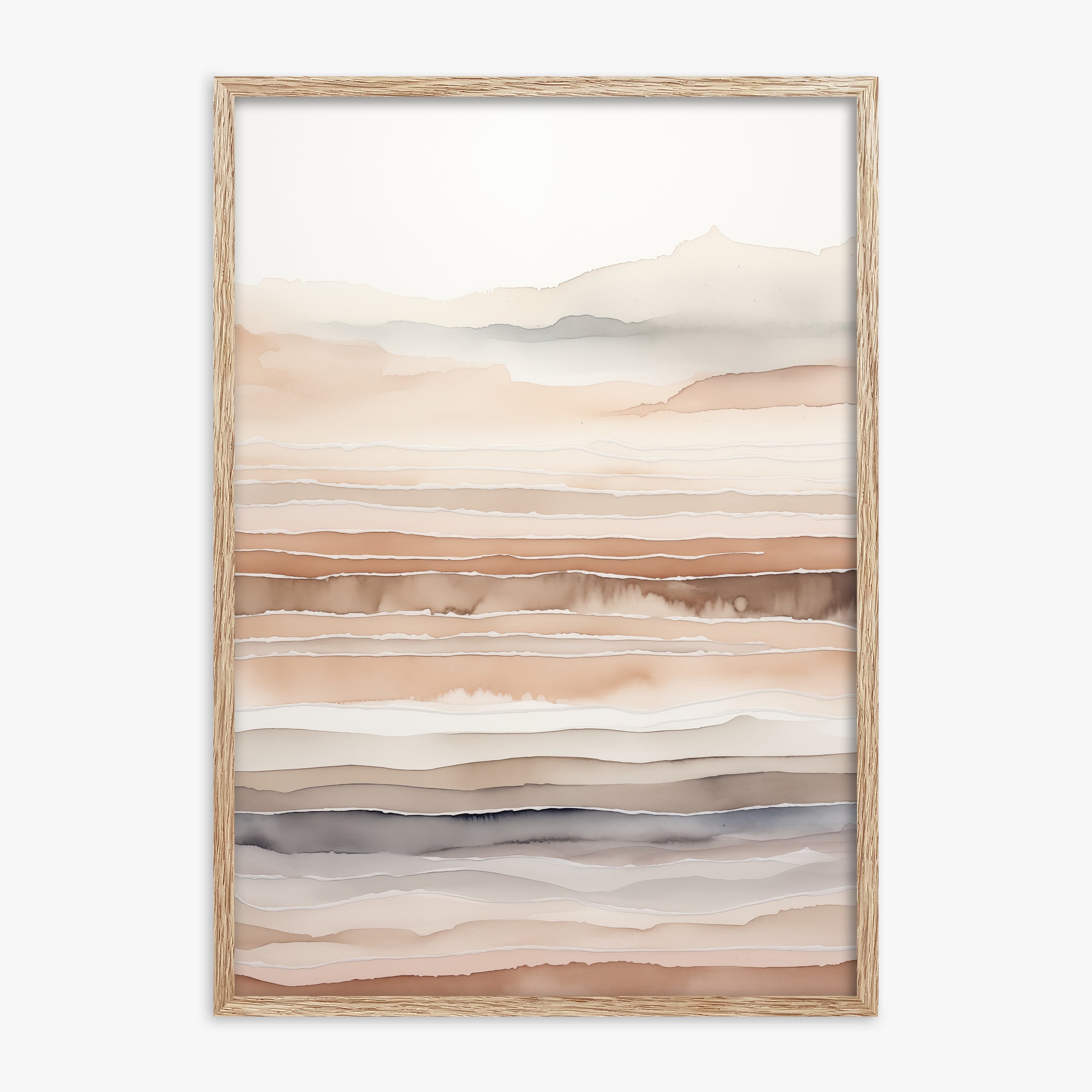 Desert Dawn Serenity, 70x100cm Framed Art Reproduction With Raw Oak Frame
