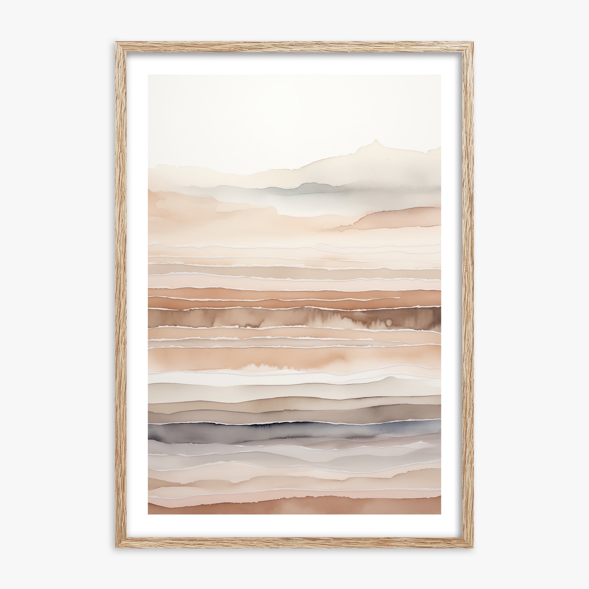 Desert Dawn Serenity, 70x100cm Framed Art Reproduction With Raw Oak Frame