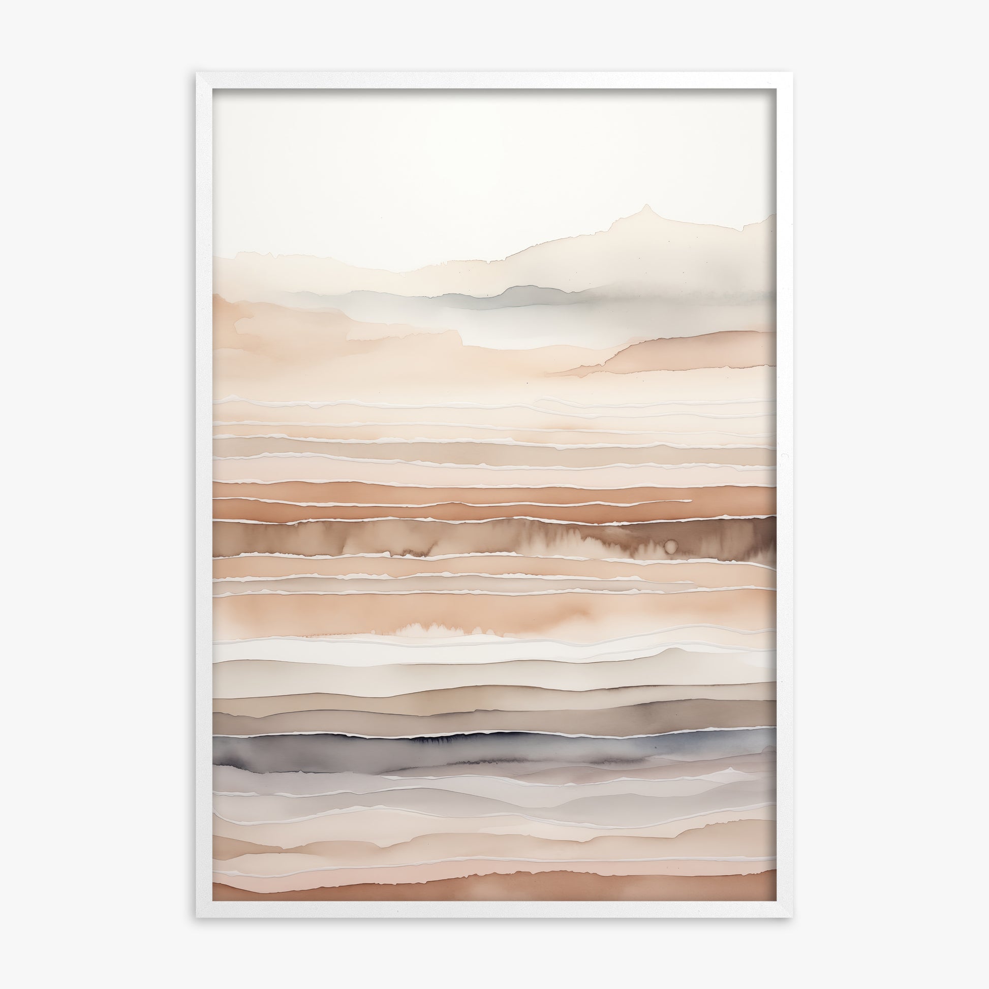 Desert Dawn Serenity, White Framed Poster With White Frame