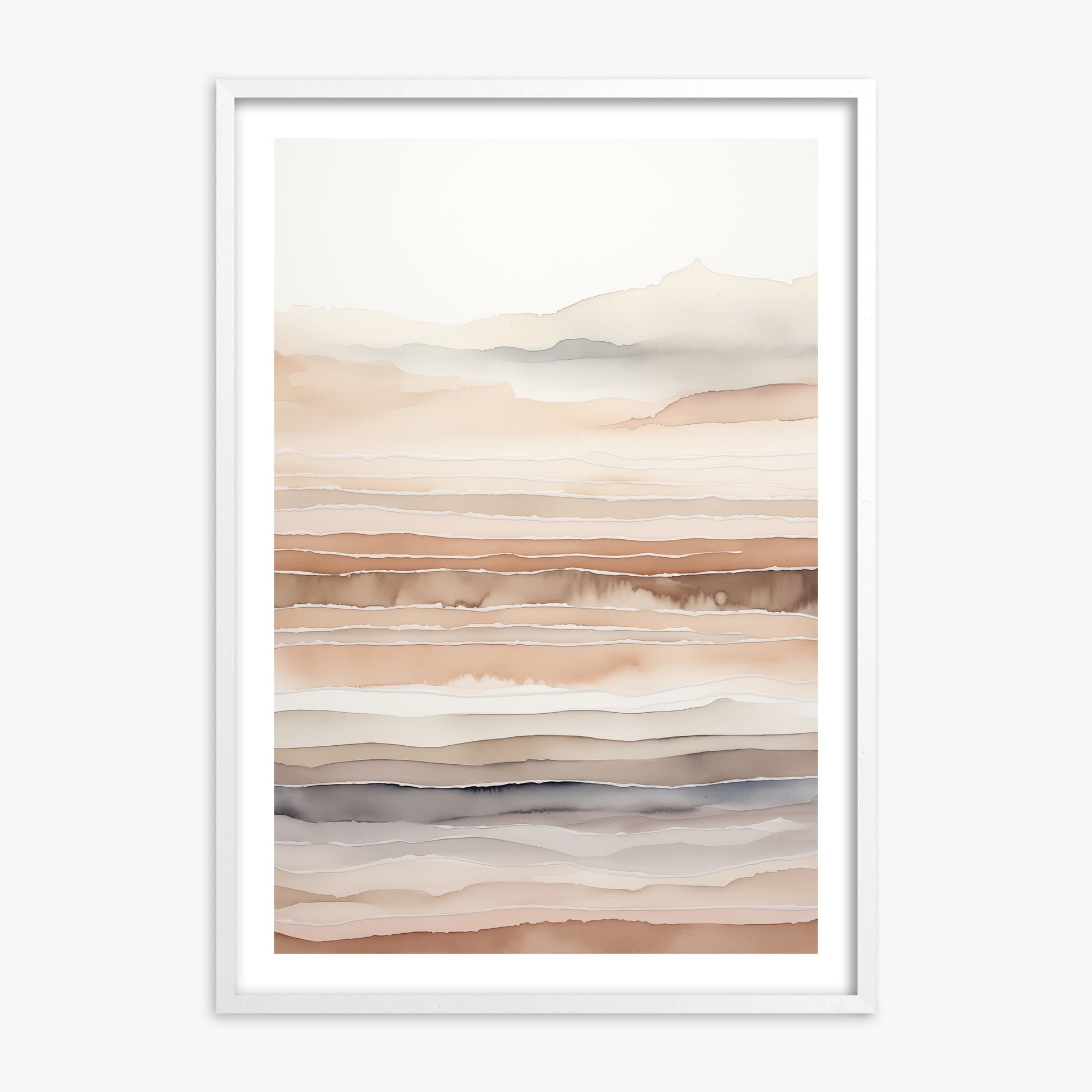 Desert Dawn Serenity, White Framed Poster With White Frame