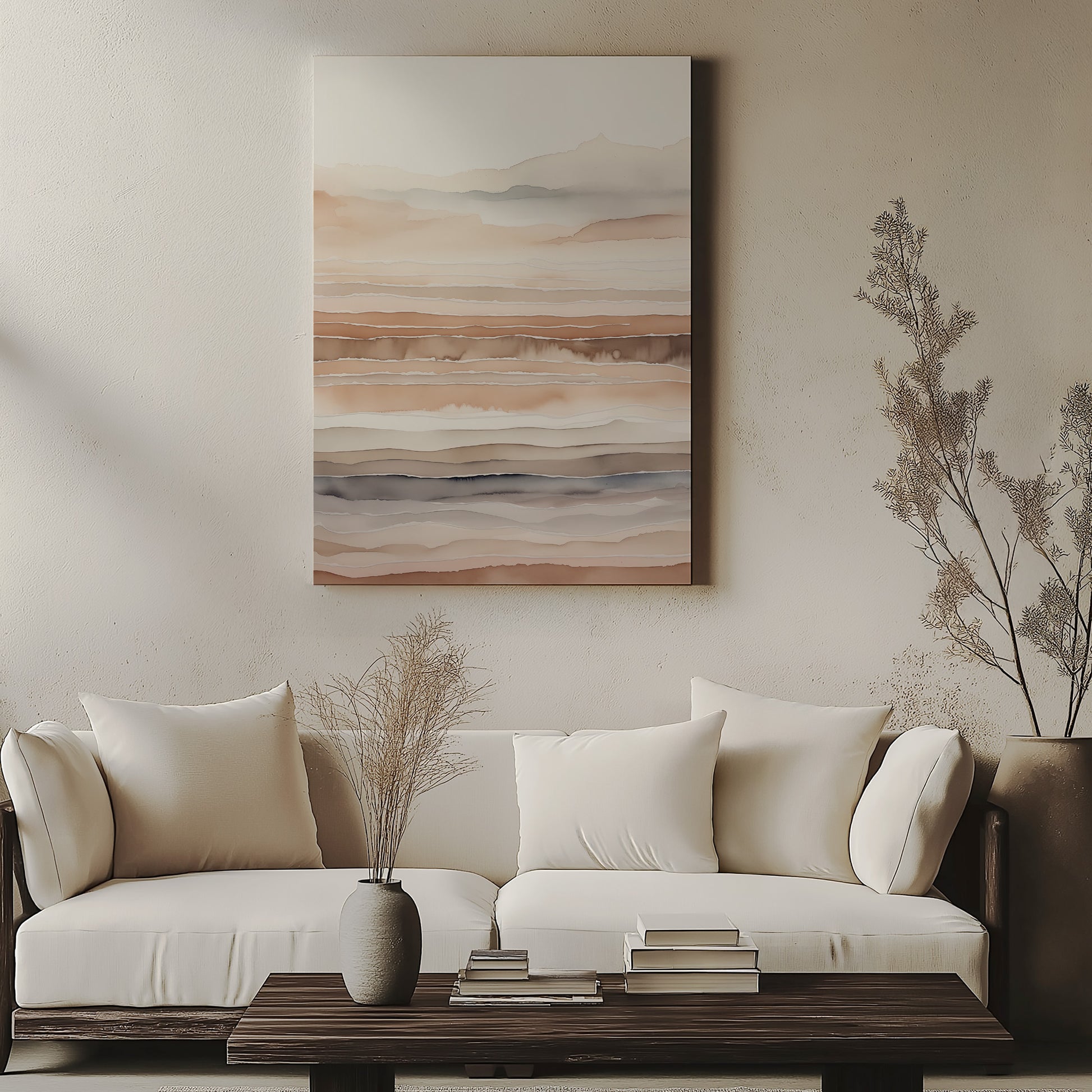 Design Concept No. 57 for Desert Dawn Serenity Japanese Satin Canvas Wall Art