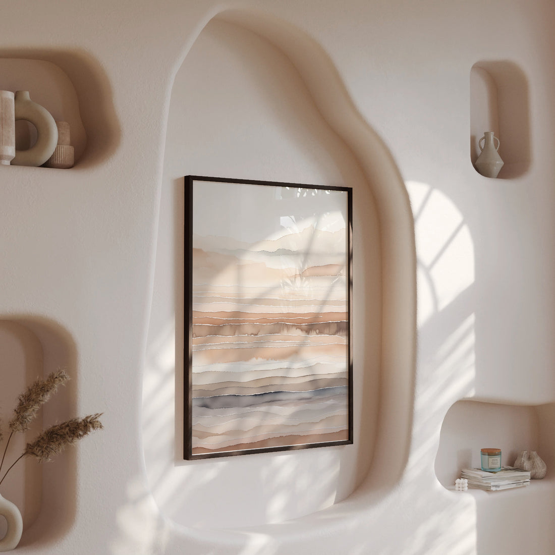 Desert Dawn Serenity, 50x70cm Framed Poster With Black Frame