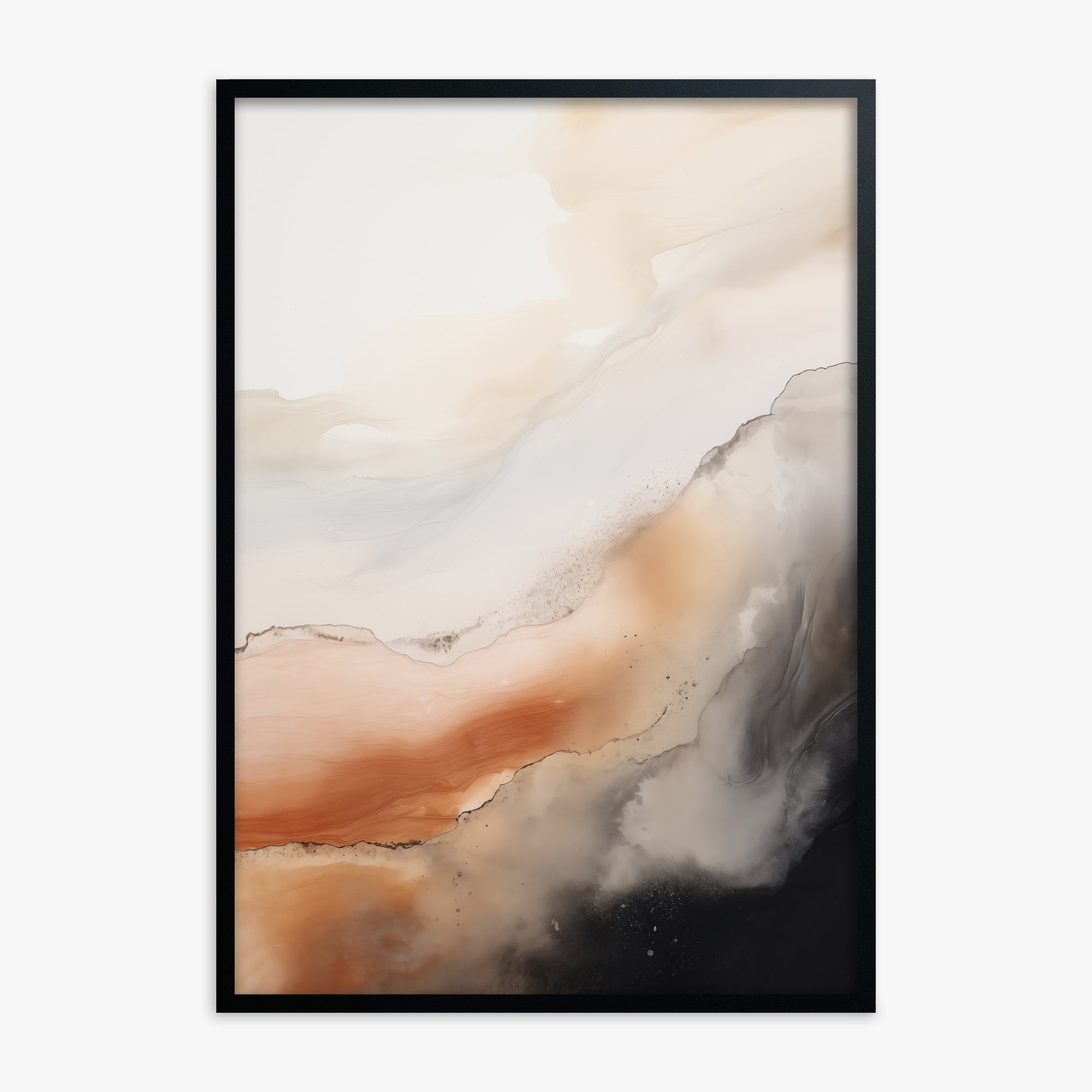 Desert Storm Horizon, Black Framed Poster With Black Frame